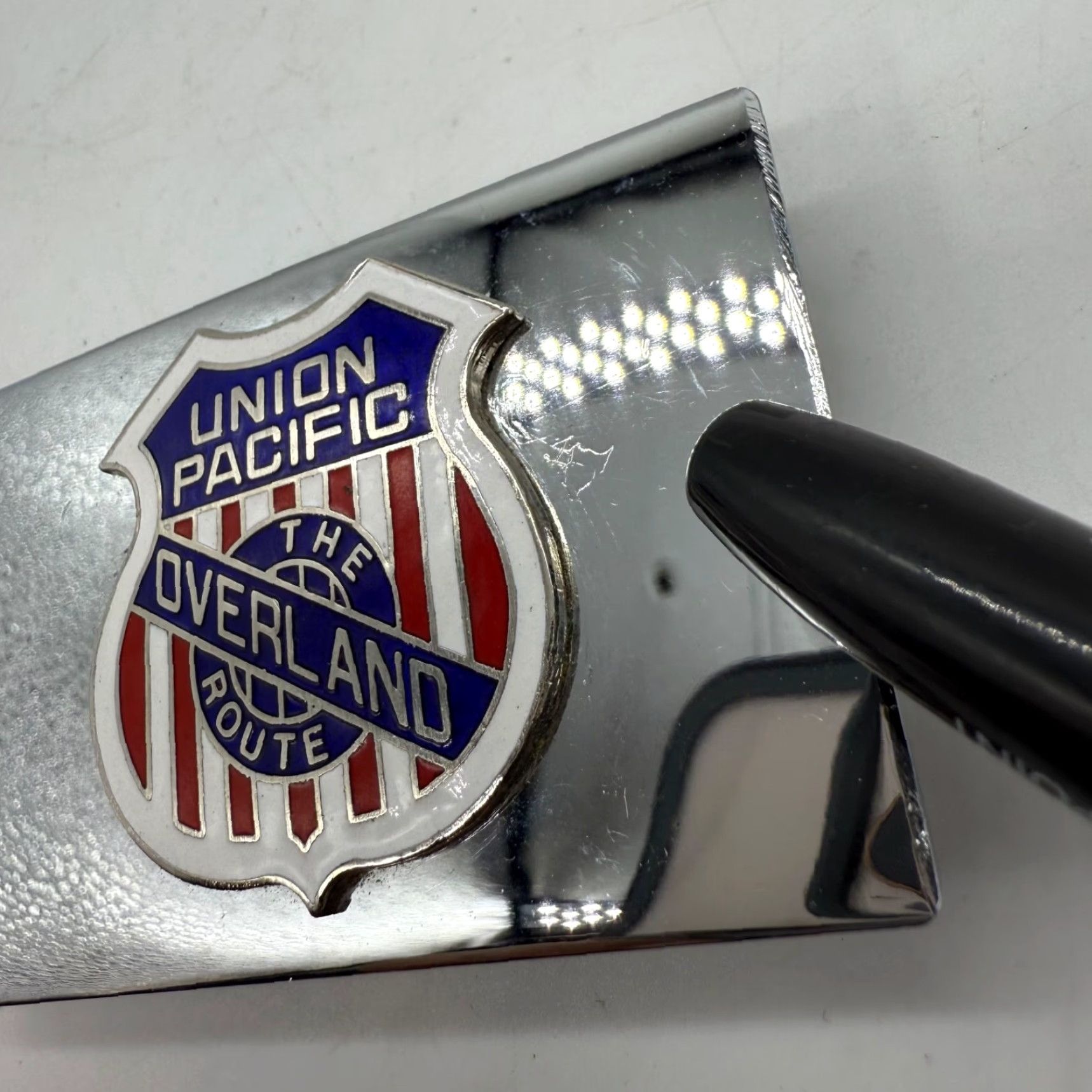 Vintage Union Pacific The Overland Route Chrome Mirror Belt Buckle Railroad Men Silver Buckle Size ONE SIZE - 7 Thumbnail