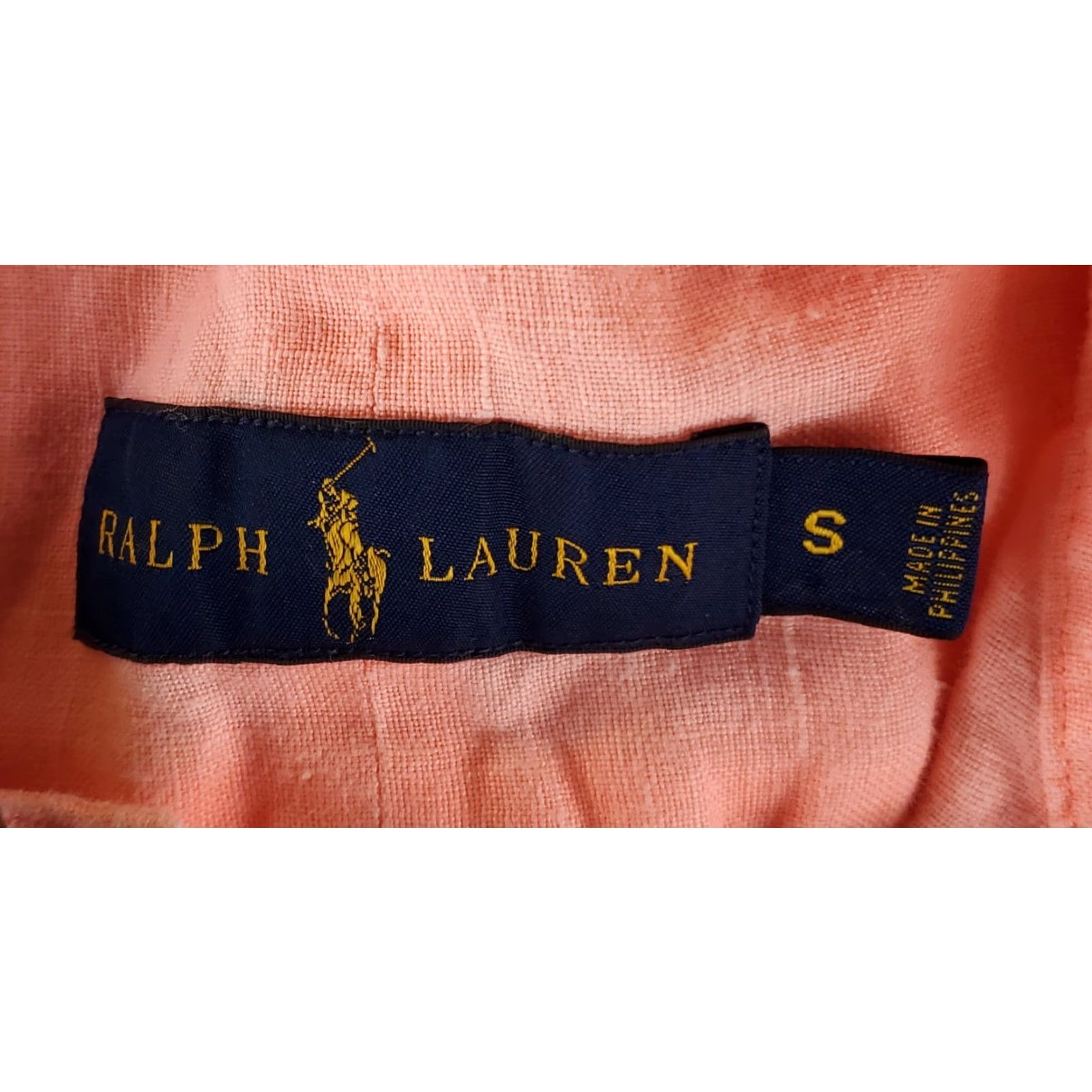 Ralph Lauren Ralph Lauren Shirt Mens S Pink Linen 100% Button-Down Short Sleeve Salmon Size US S / EU 44-46 / 1 - 2 Thumbnail