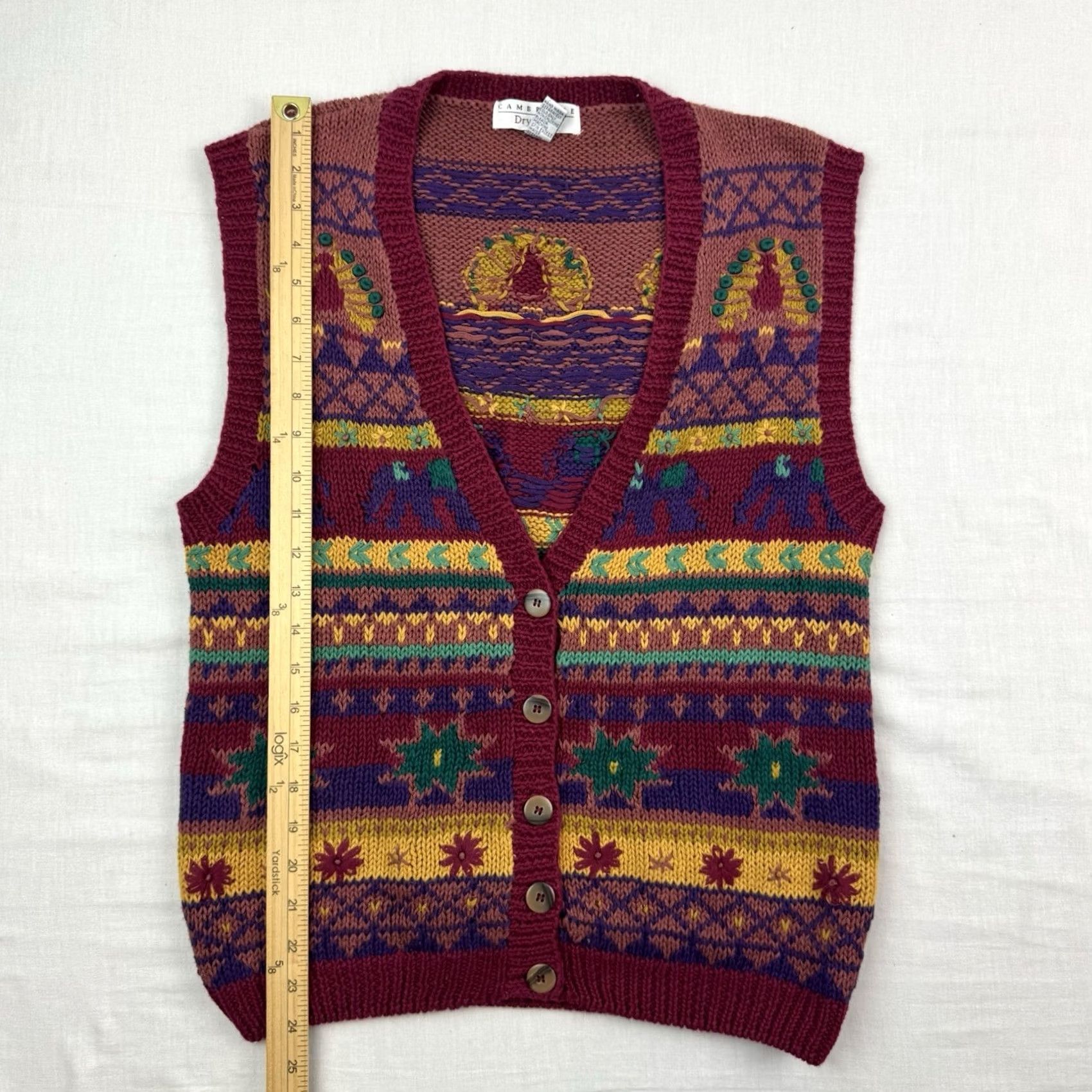 Vintage VINTAGE Cambridge Dry Goods Vest Womens Medium Knit Button Geometric Red Ramie Cotton V-Neck 90s Y2K Nature"} Size M / US 6-8 / IT 42-44 - 7 Thumbnail