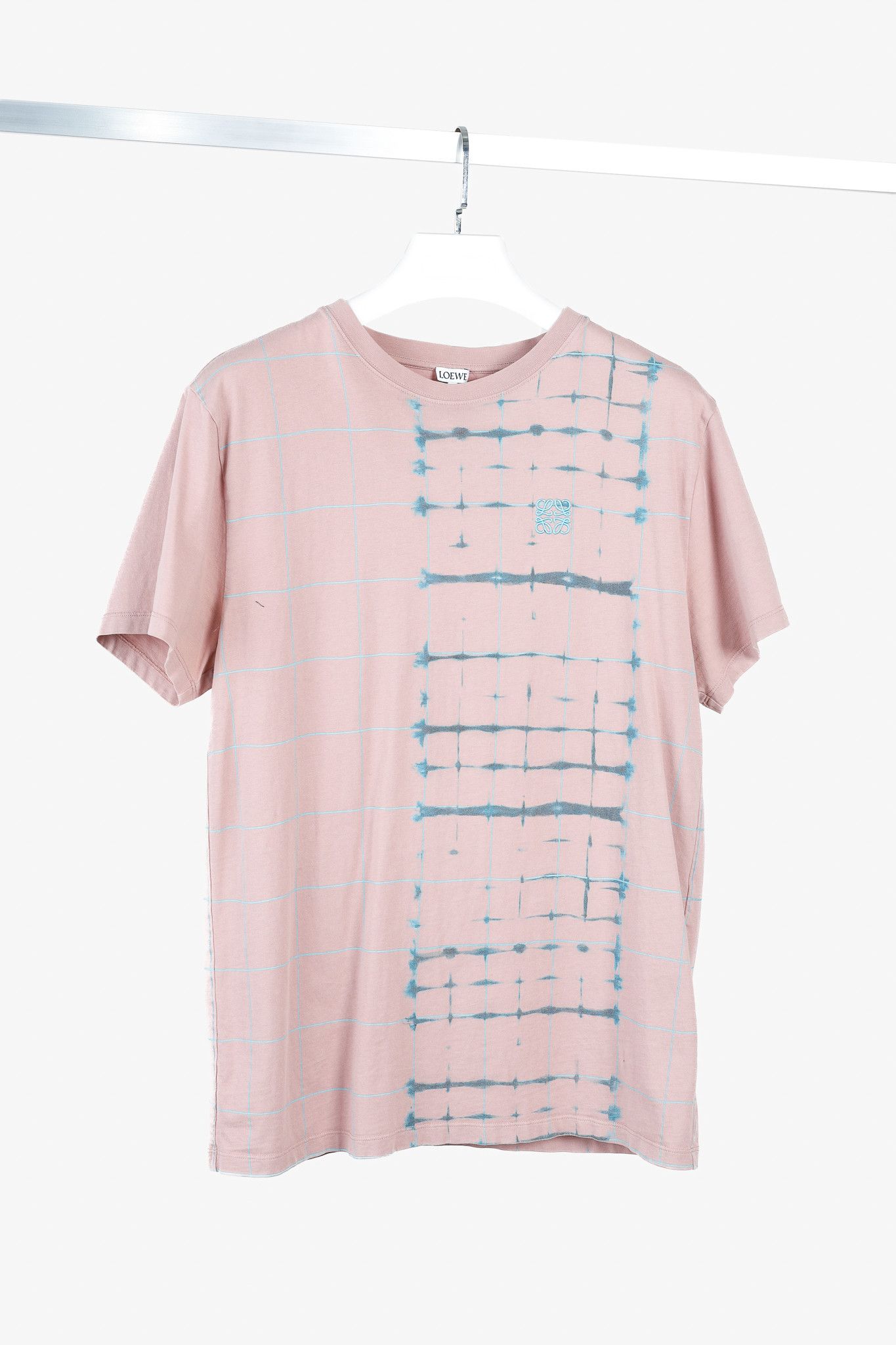 Loewe Loewe Logo Check Print Pink Short-Sleeve Cotton T-Shirt Size M / US 6-8 / IT 42-44 - 1 Thumbnail