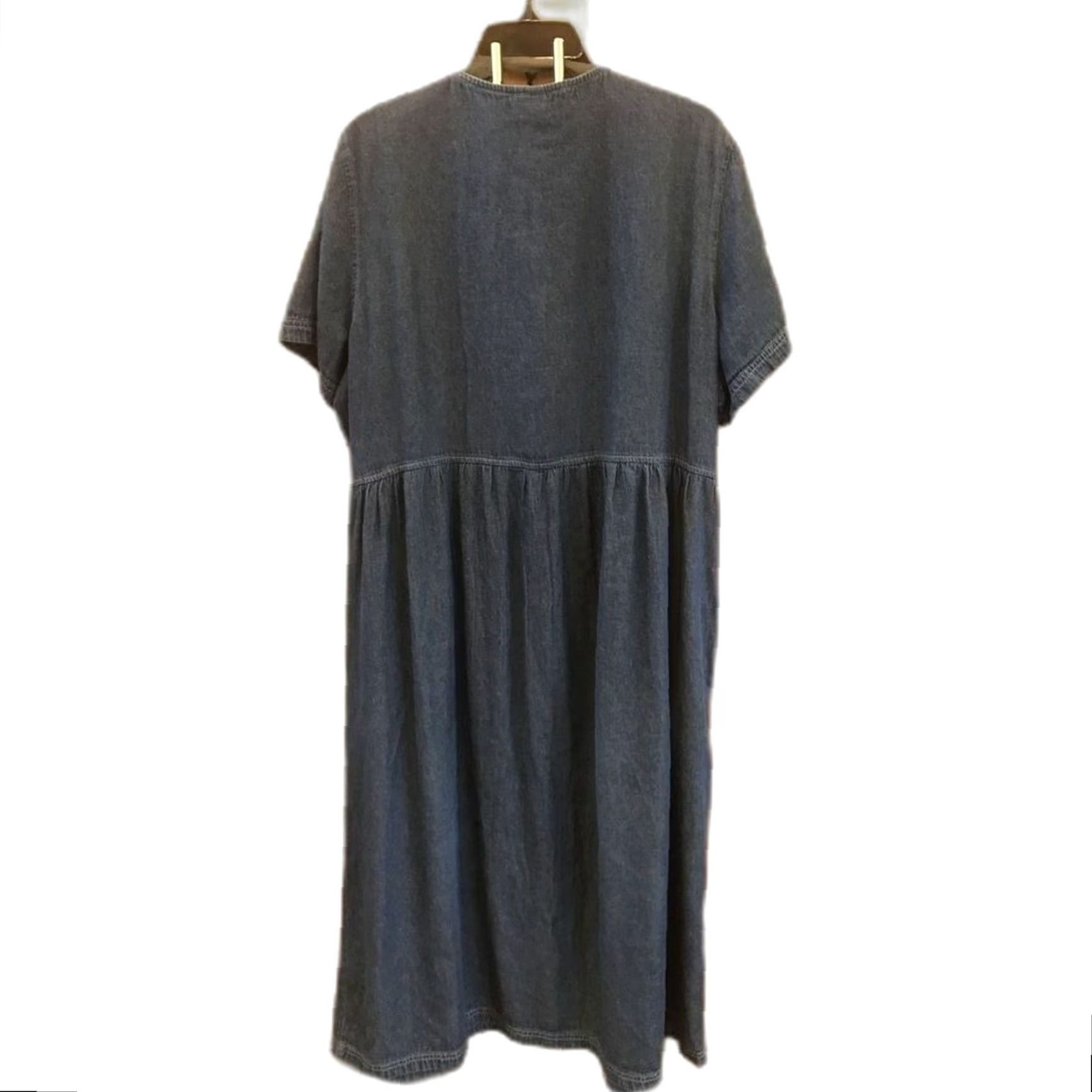 Blair Blair Denim Maxi Dress Button Down Short Sleeve XL Pockets Women Blue Regular Size XL Dress Length Midi Fit & Flare Size 40" / US 18 - 2 Thumbnail