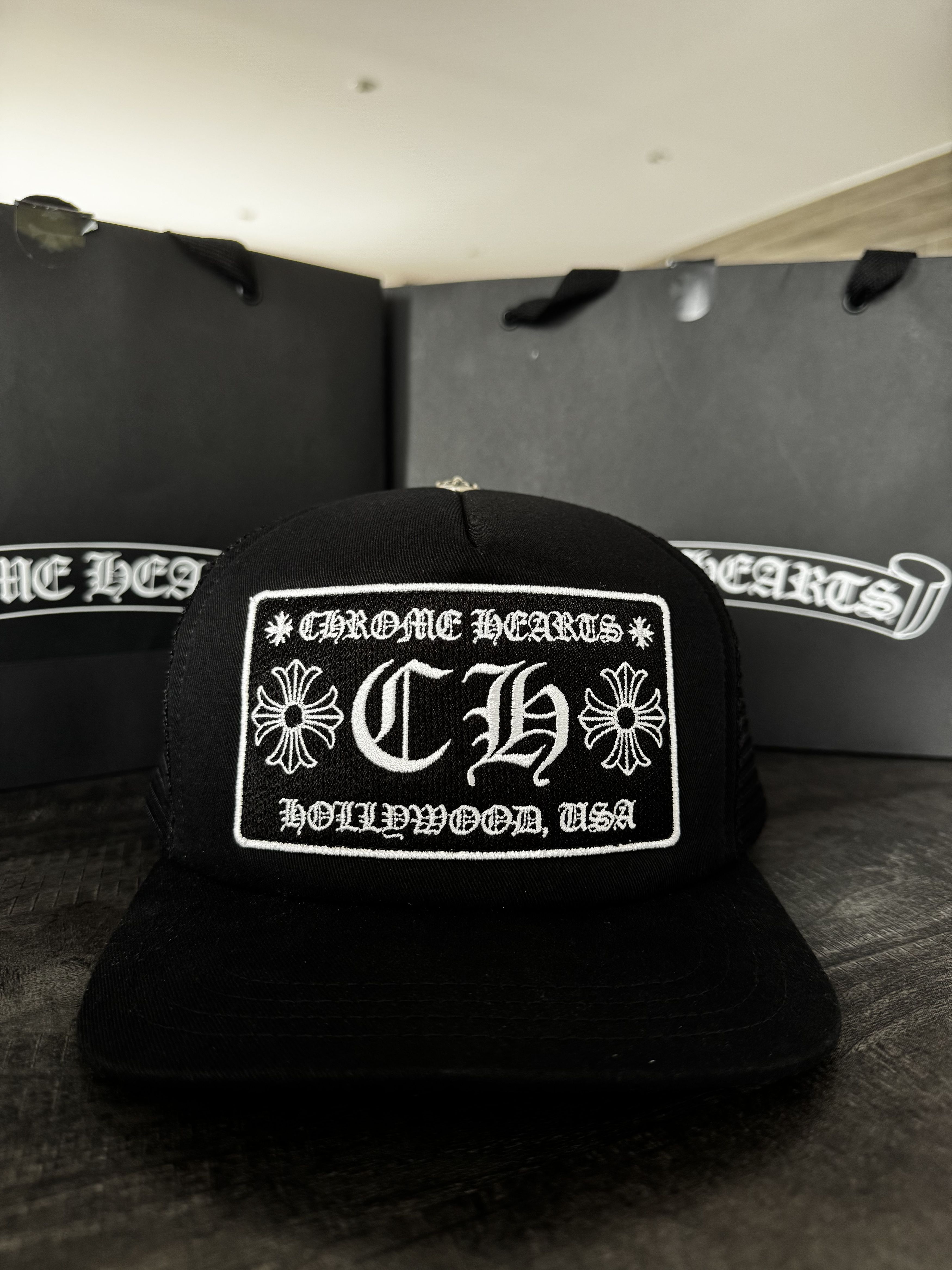 Chrome Hearts CH Hollywood Trucker Hat Black Size ONE SIZE - 1 Thumbnail