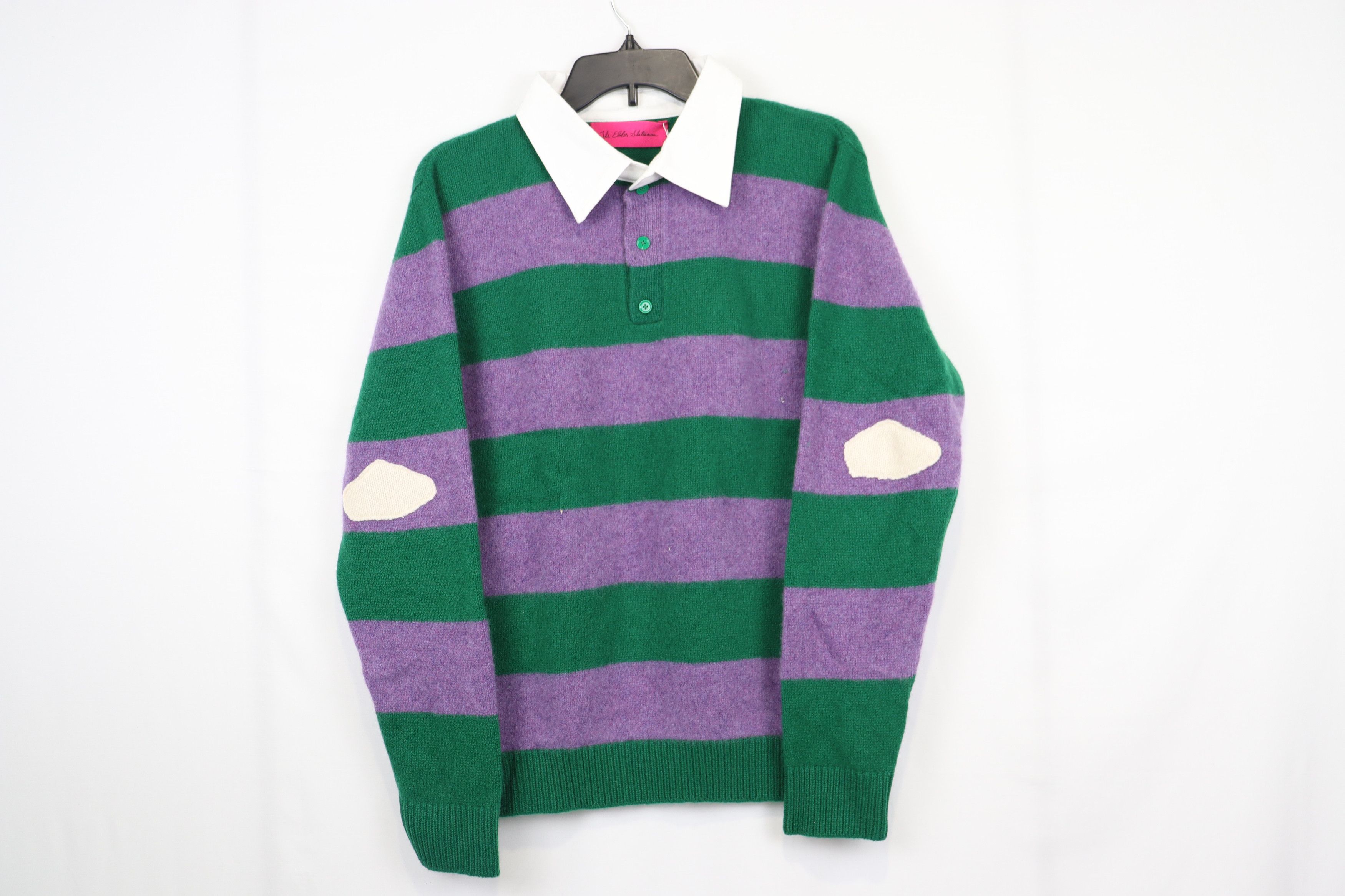 The Elder Statesman o1rshd11223 Mordechai Henley Rugby Kelly Green/Amethyst Size US M / EU 48-50 / 2 - 2 Thumbnail