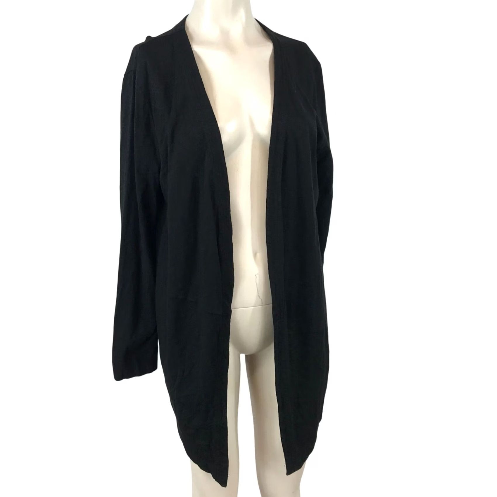 Vintage CHICO'S Women M Black Long Sleeve Open Front Cotton Blend Cardigan Sweater Size M / US 6-8 / IT 42-44 - 2 Thumbnail