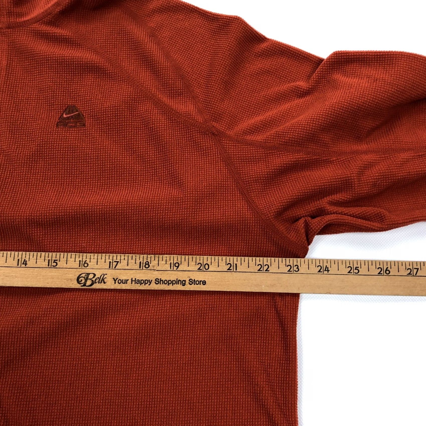 Nike ACG Nike ACG Pullover Top Mens L 1/4 Zip Fleece Grid Rust Orange Activewear Mock Neck Raglan Sleeve Size US L / EU 52-54 / 3 - 6 Thumbnail