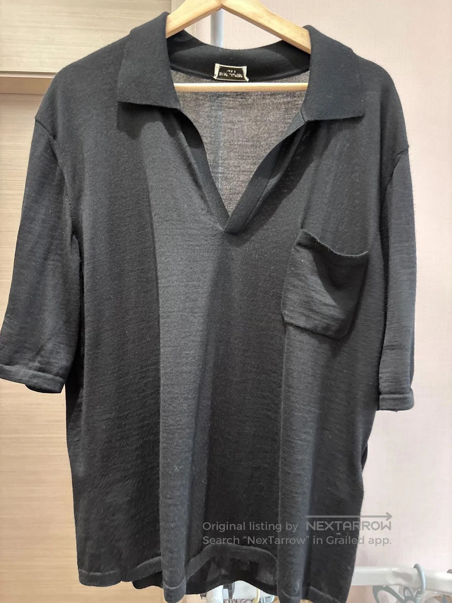 Saint Laurent Paris Saint Laurent Black Wool Short-Sleeve Polo. Size US M / EU 48-50 / 2 - 1 Thumbnail