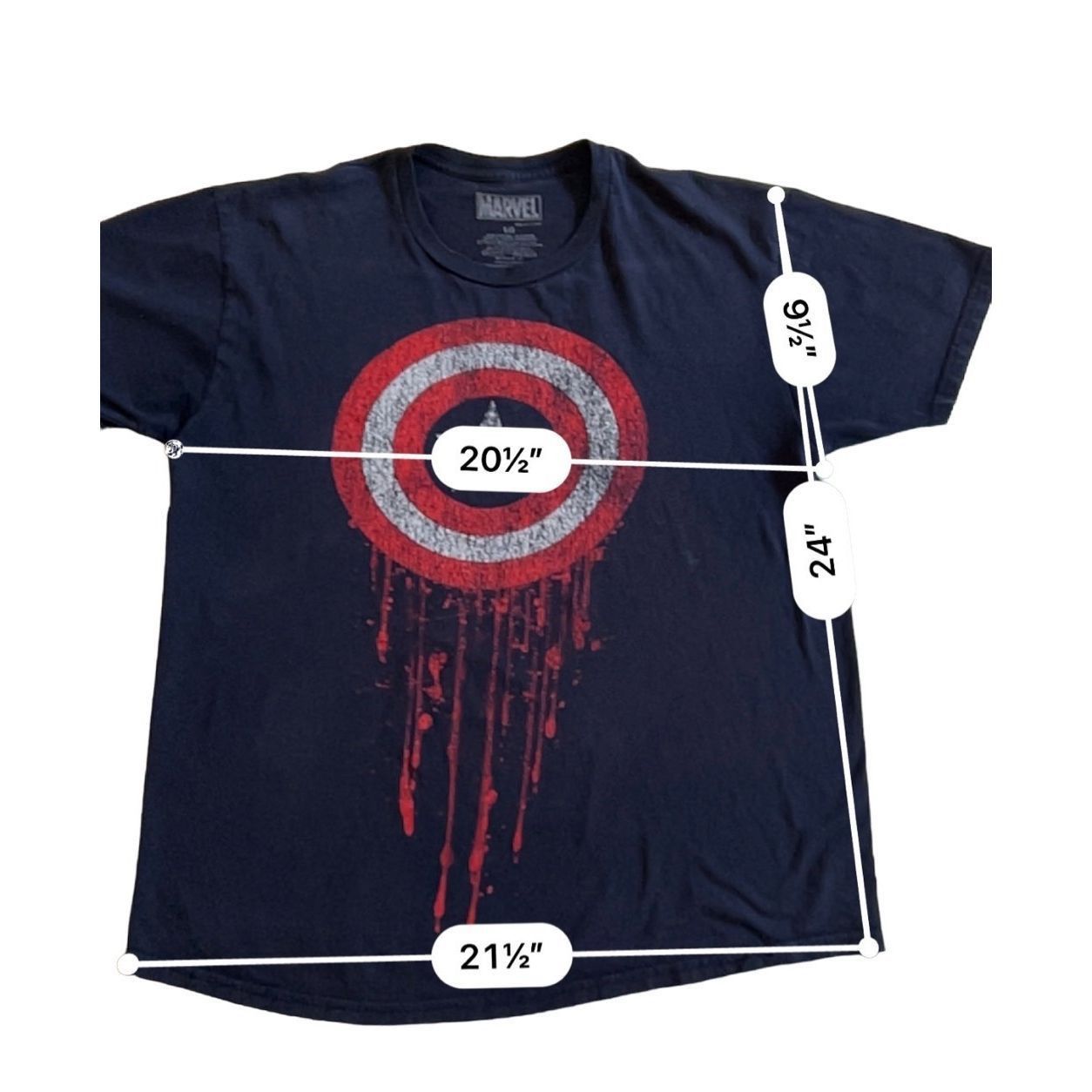 Marvel Comics Marvel Men's black Short Sleeve Captain America Shield Logo T-shirt size L Size US L / EU 52-54 / 3 - 3 Thumbnail
