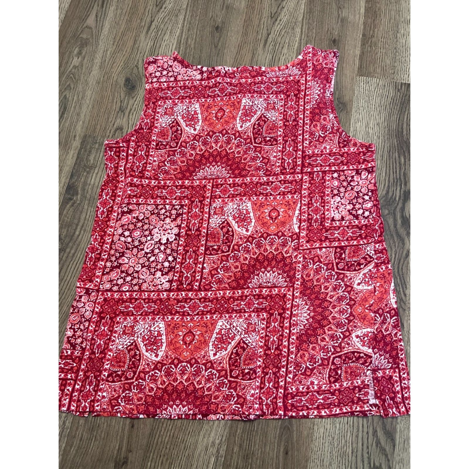 Vintage French Laundry Tank Shirt Women's Small White Red Floral Open Neckline Casual Size S / US 4 / IT 40 - 2 Thumbnail