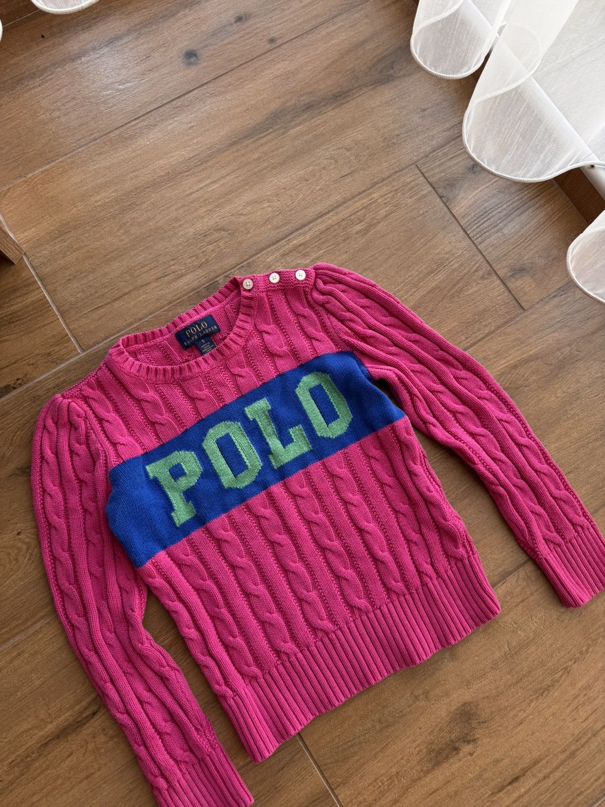 Polo Ralph Lauren × Vintage Vintage Polo Ralph Lauren Cable Knit Kids Size 5Y Sweater Size US S / EU 44-46 / 1 - 4 Thumbnail