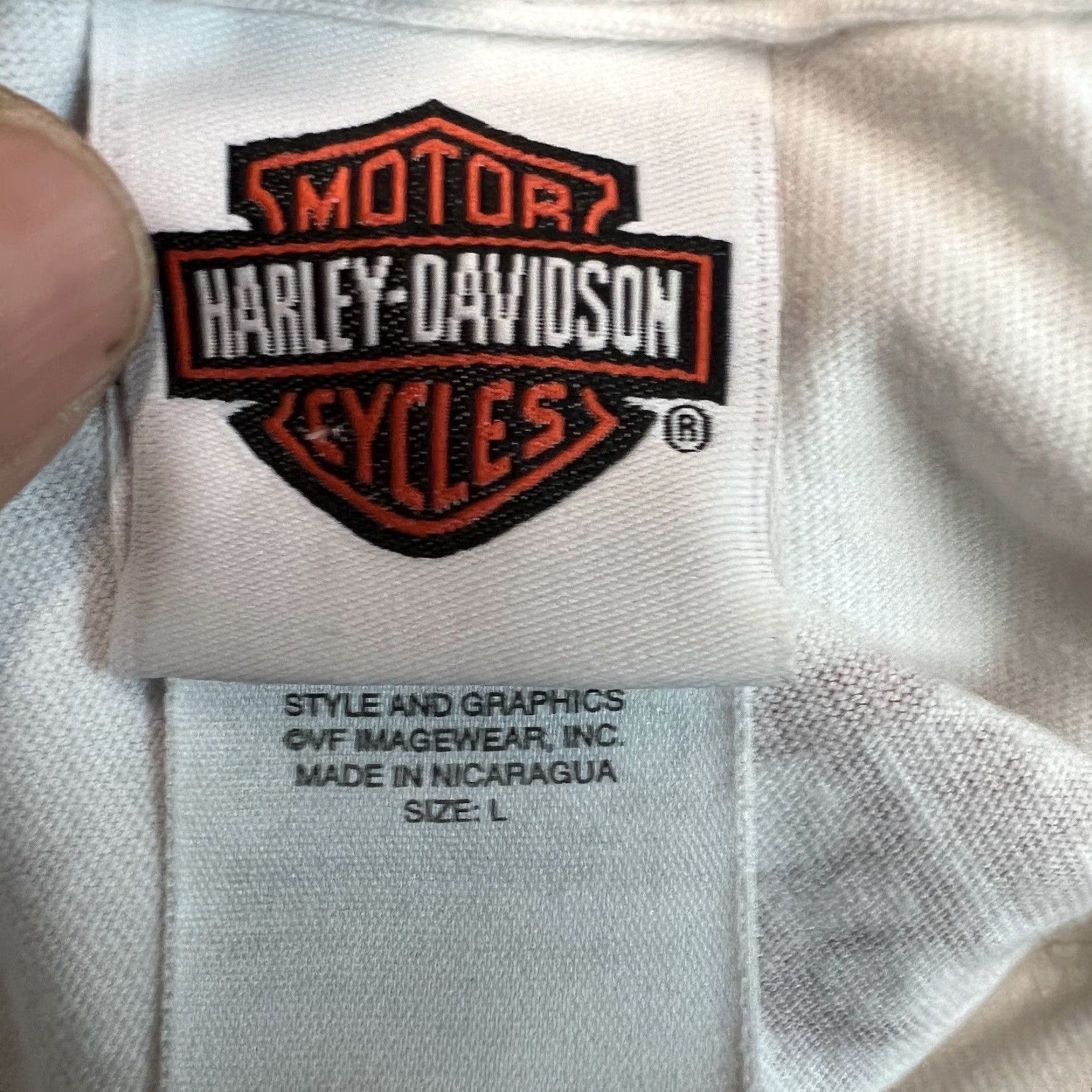 Harley Davidson Harley-Davidson T-Shirt Mens White Pocket Graphics Nem Burn NC Size L Clothing Size US L / EU 52-54 / 3 - 6 Thumbnail