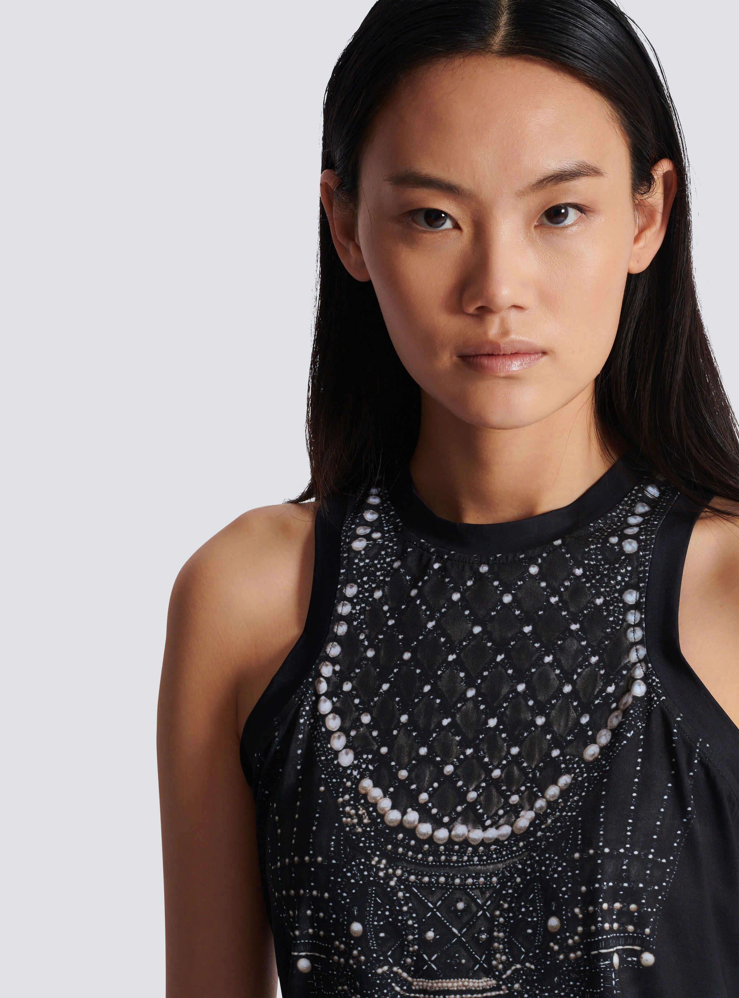 Balmain o1s1wg111225 Satin Jersey Tank Top in Black Size S / US 4 / IT 40 - 7 Thumbnail