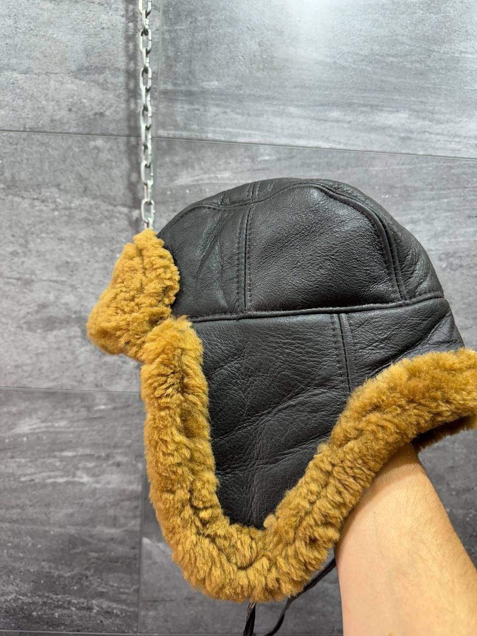 Vintage Men B3 Brown Hat Aviator Sheepskin Flying Trapper Hat Size 32 - 1 Thumbnail