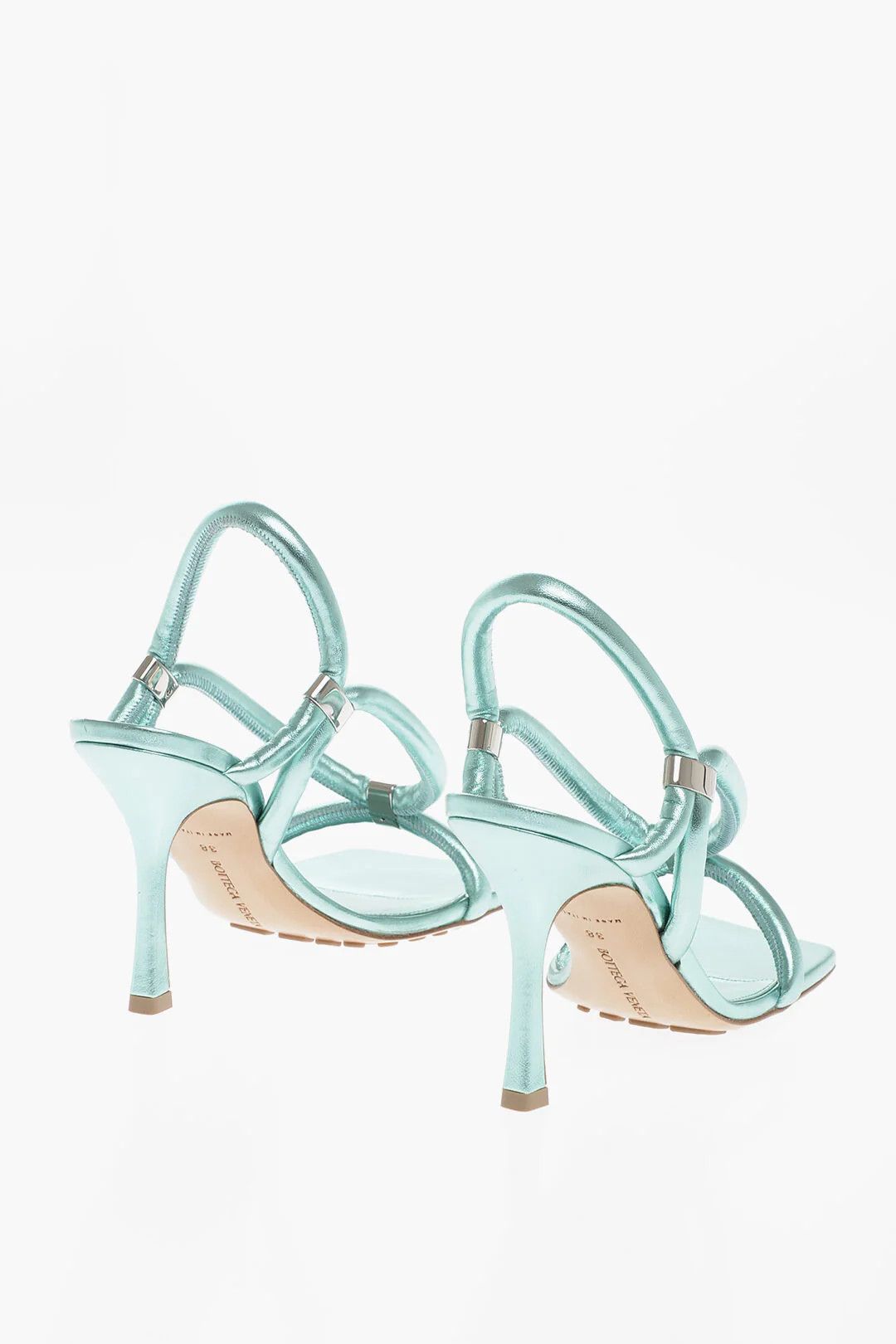 Bottega Veneta og1mm0426 Metallic Effect Leather Sandals in Light Blue Size US 6.5 / IT 36.5 - 2 Thumbnail