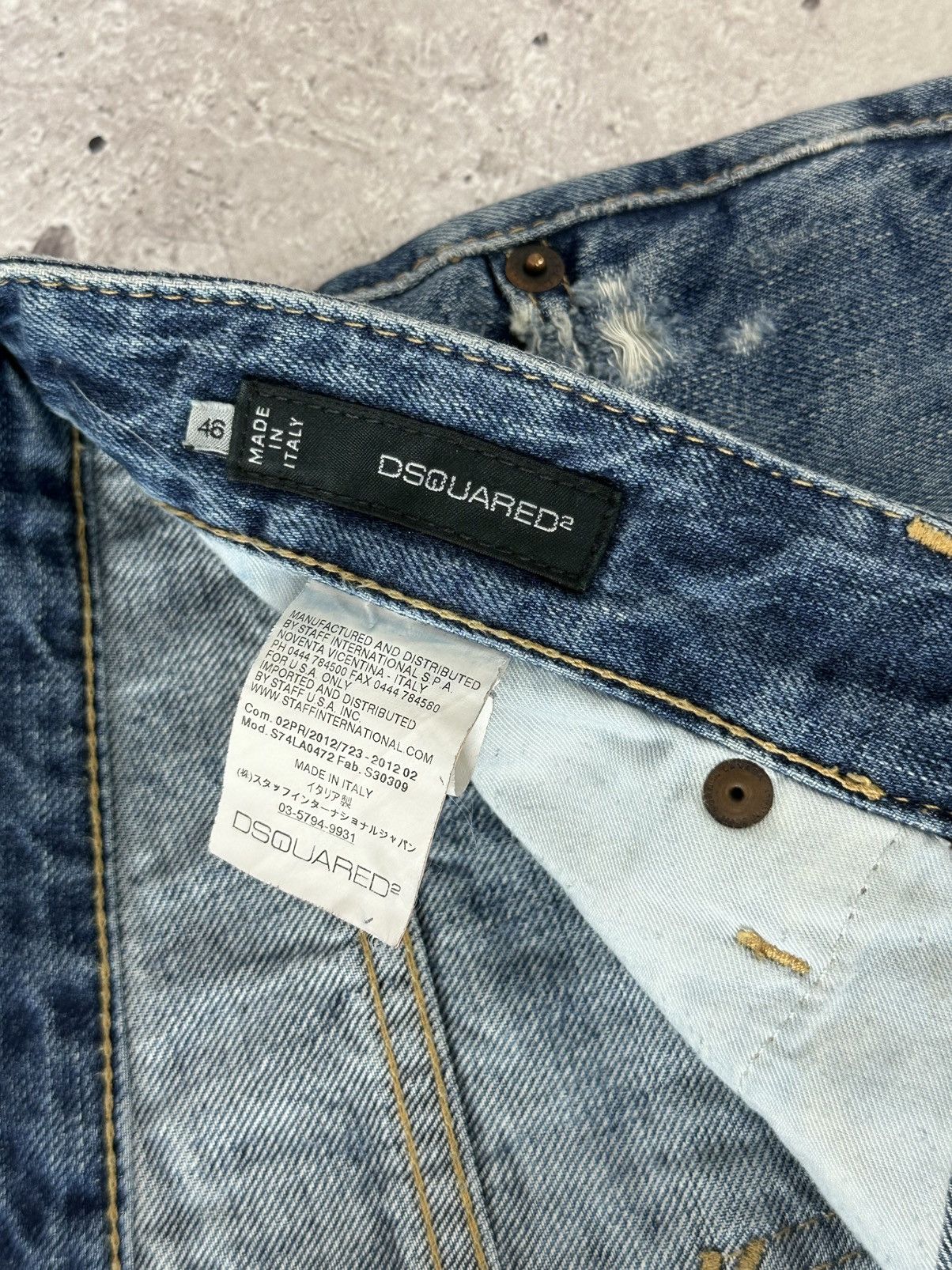 Dsquared2 Vintage Navy Blue Made In Italy Distressed Pants