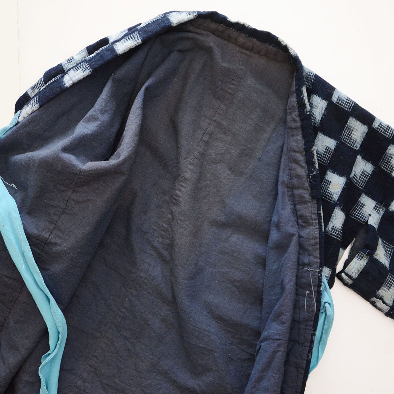 Other Japanese Vintage Indigo Kasuri Kimono Robe Handmade Remake Size US XS / EU 42 / 0 - 4 Thumbnail