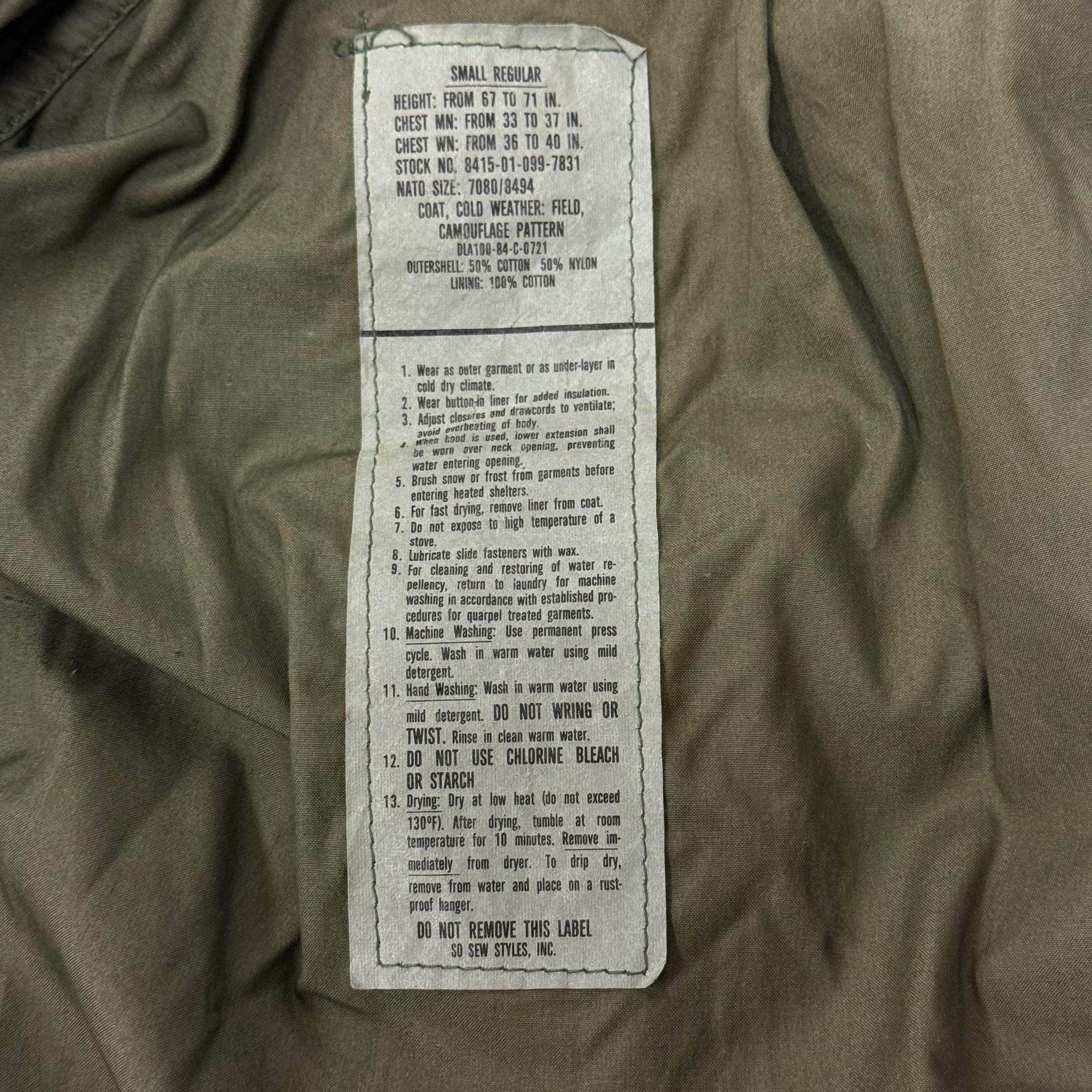 Other Vtg So Sew Cold Weather FIELD Coat Military M 65 Coat Size US S / EU 44-46 / 1 - 5 Thumbnail