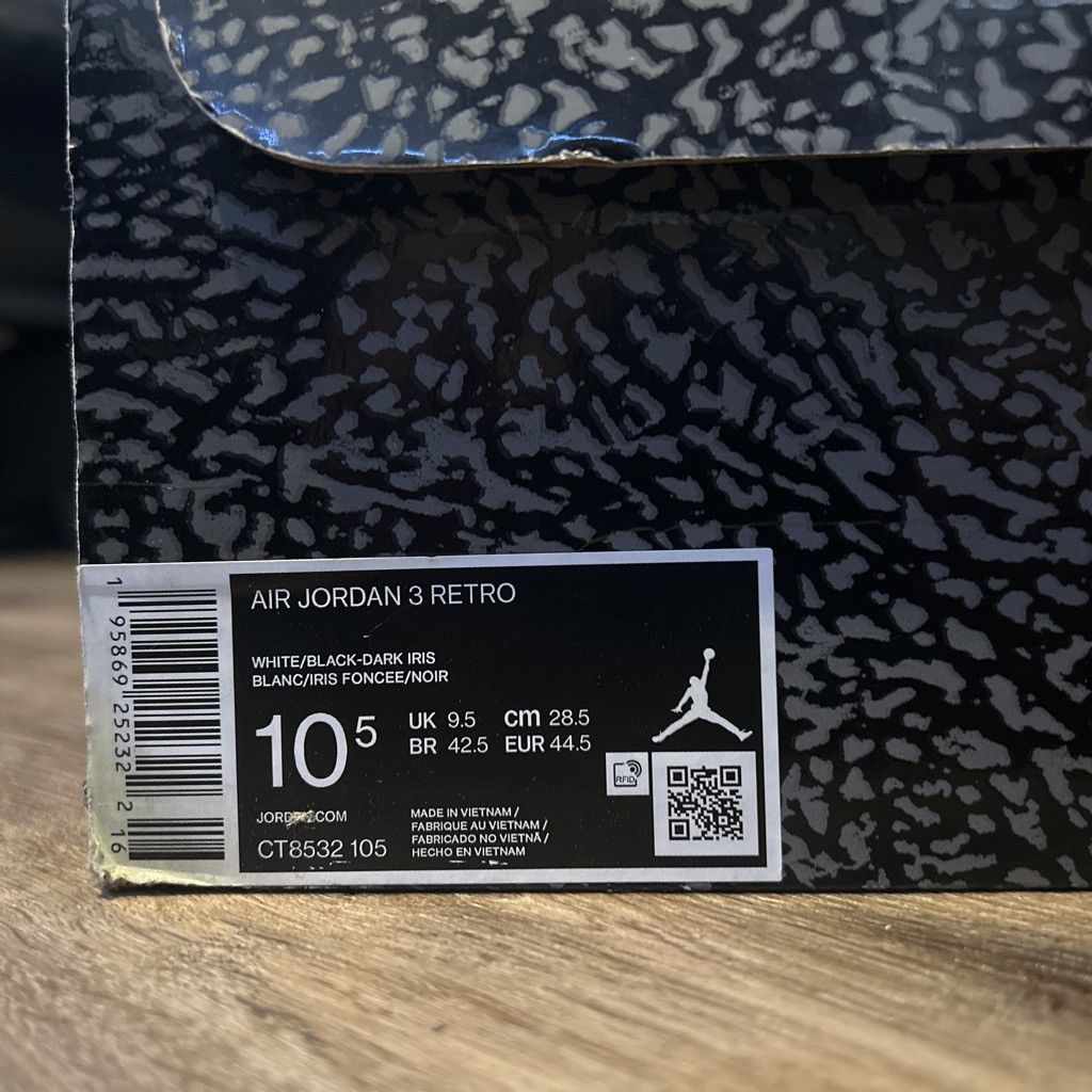 Jordan Brand Air Jordan 3 Retro Dark Iris Size US 10.5 / EU 43-44 - 7 Thumbnail