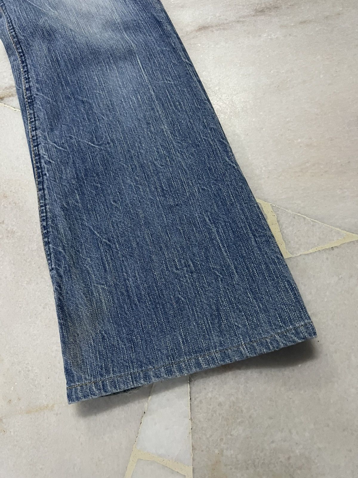 Edwin × Japanese Brand 💥Flare💥Edwin 503 Blue Trip Faded Distressed Jean Size US 30 / EU 46 - 4 Thumbnail
