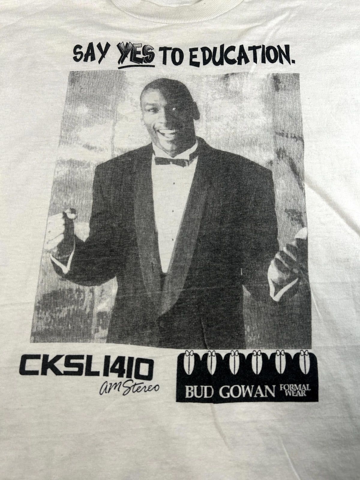 Designer Vintage 90s Micheal Jordan Say Yes To Education Bud Gowan Size US XL / EU 56 / 4 - 4 Thumbnail