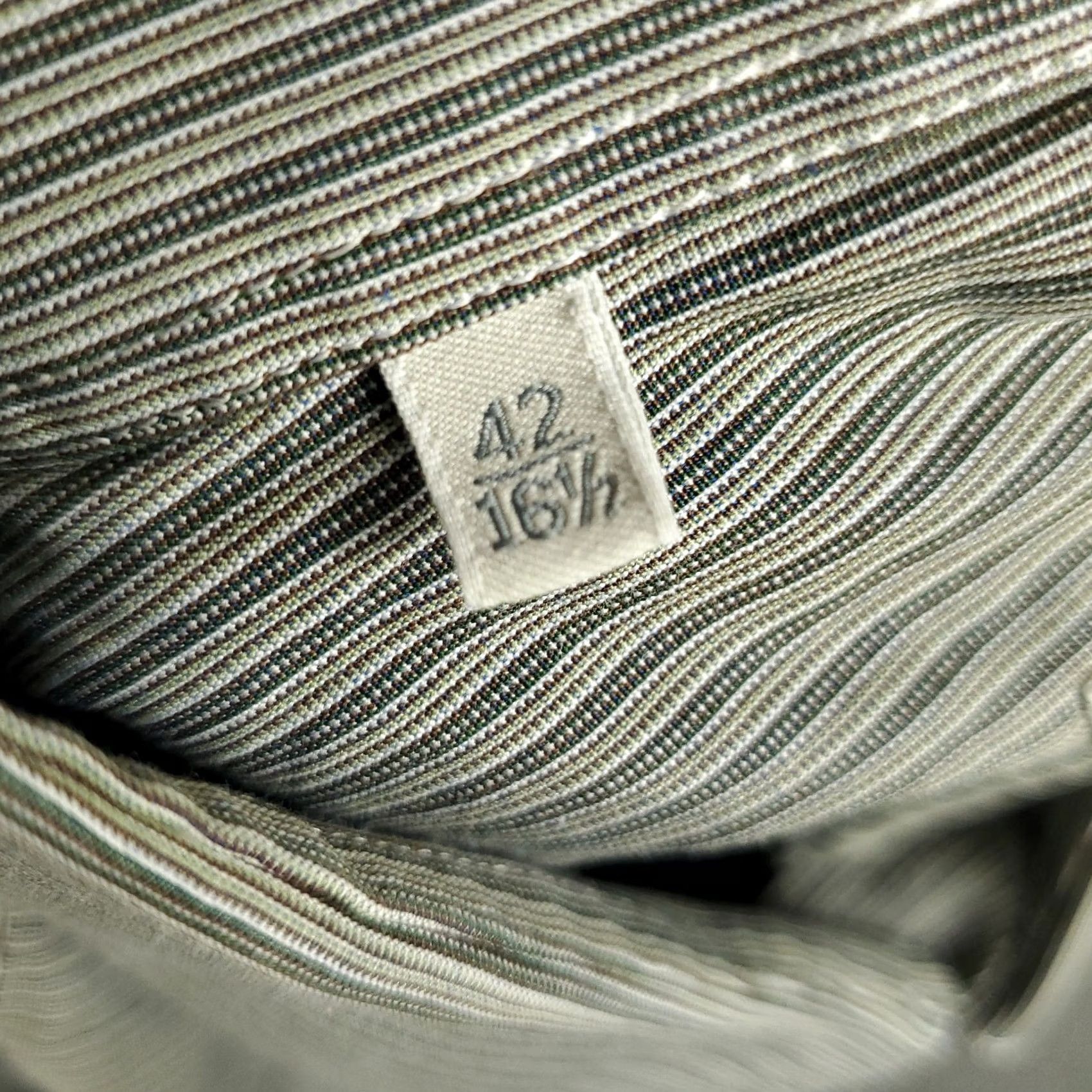Ermenegildo Zegna Ermenegildo Zegna Shirt Mens 16.5 41 Beige Gray Striped Dress Button Up Size 46R - 8 Thumbnail