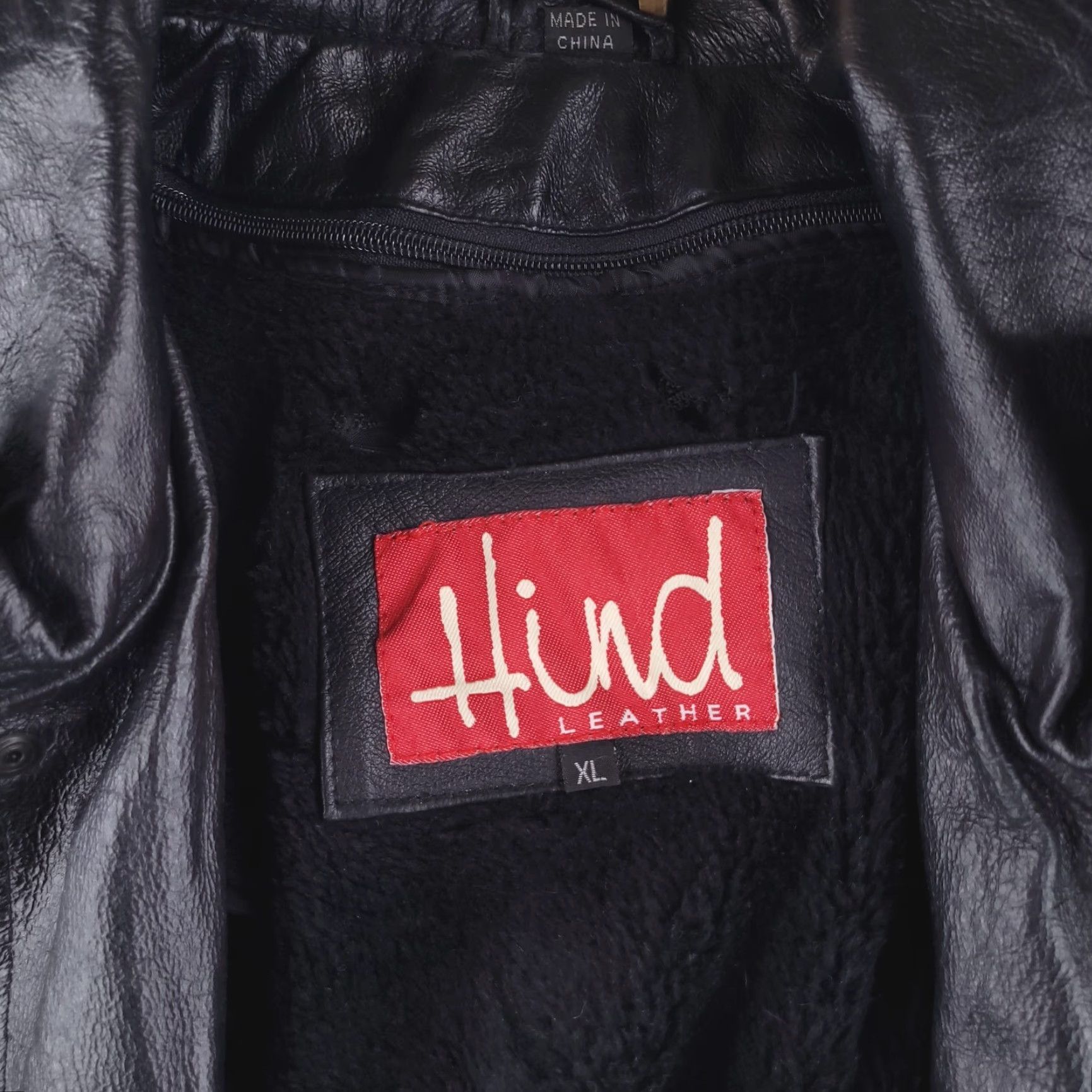 Vintage Hind Jacket Mens XL Black Leather Jacket Insulated Liner Warm Zip Overcoat Size US XL / EU 56 / 4 - 2 Thumbnail