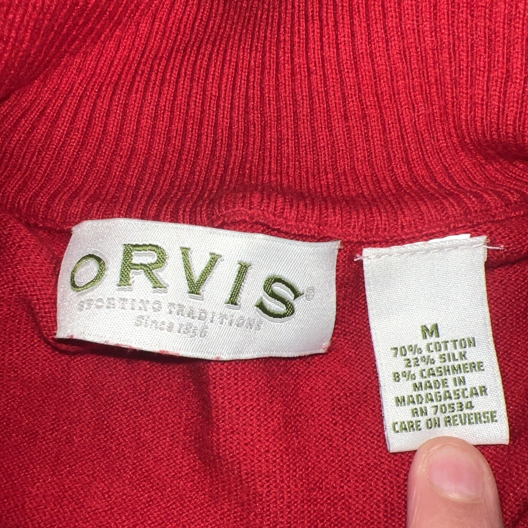 Orvis Orvis Red Half Zip Pullover Sweater Mens Size L Cotton/Silk/Cashmere Blend Size US L / EU 52-54 / 3 - 5 Thumbnail