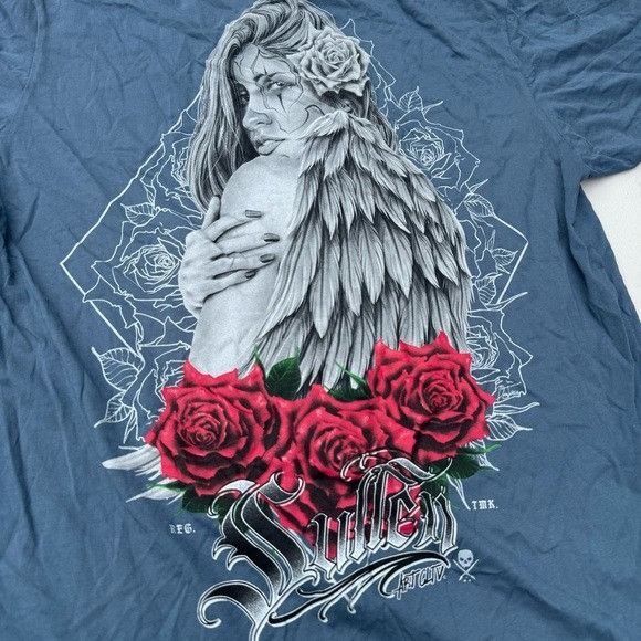 Designer NEW SULLEN ART COLLECTIVE ROSE ANGEL ORION BLUE T-SHIRT SZ L Size US L / EU 52-54 / 3 - 6 Thumbnail