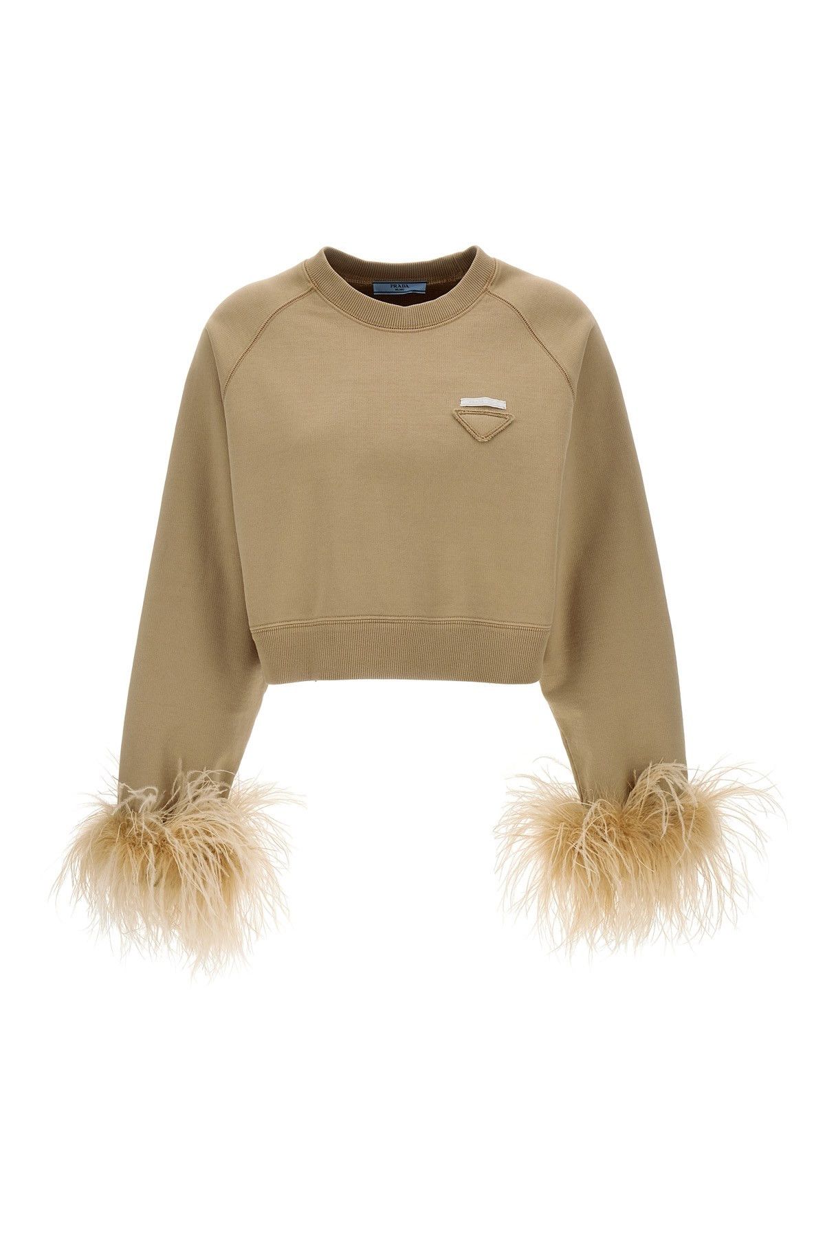 image of Prada Feather Logo Sweatshirt in Beige, Women's (Size XS)