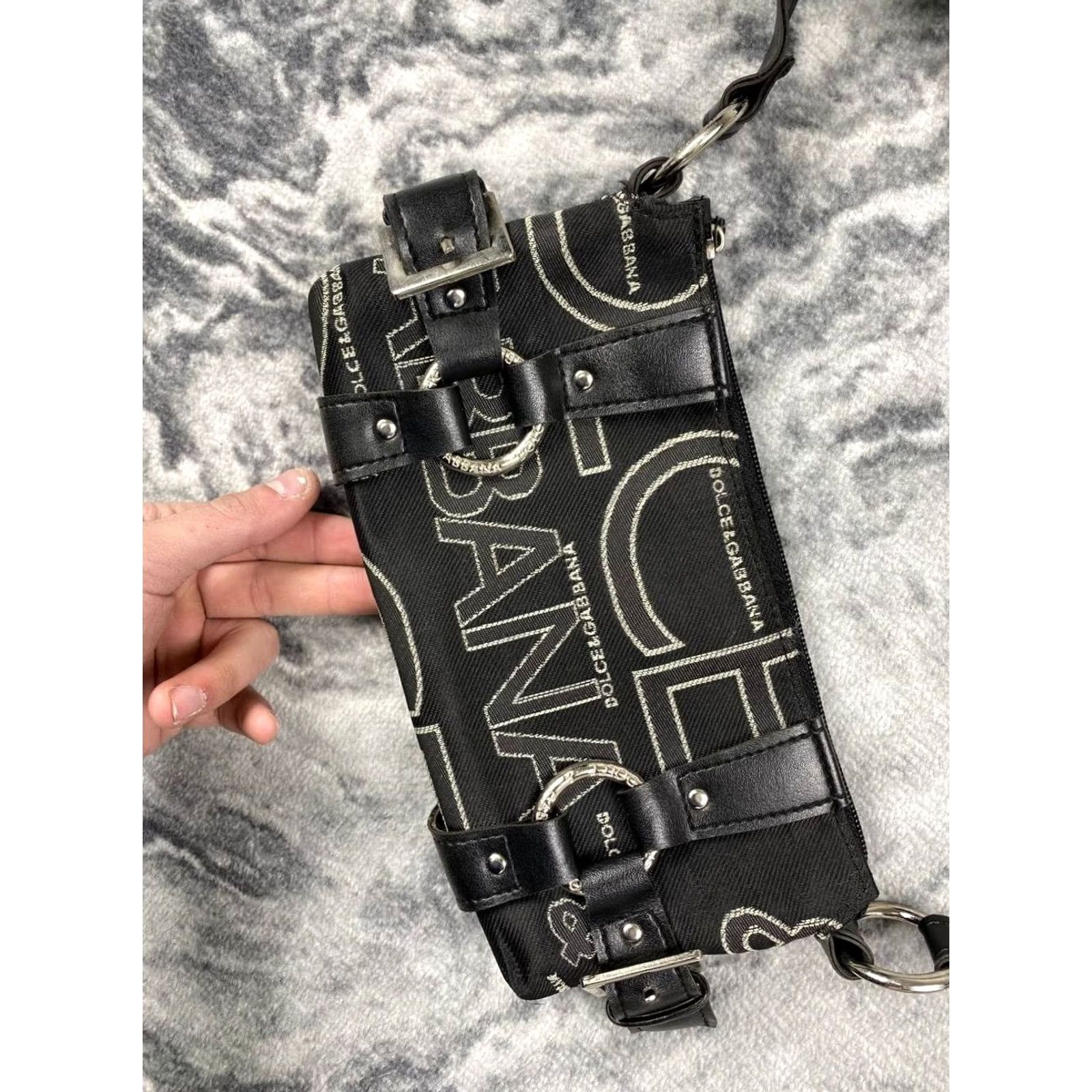 Dolce & Gabbana VINTAGE Dolce&Gabbana DG Logo Bag Shoulder Bag Women Medium Black Leather Canvas Monogram Size ONE SIZE - 4 Thumbnail