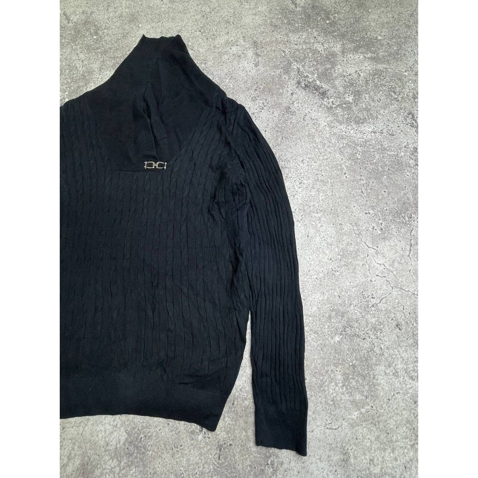 Vintage Vintage Karen Scott Black Cable Knit Sweater with Metal Size S / US 4 / IT 40 - 4 Thumbnail