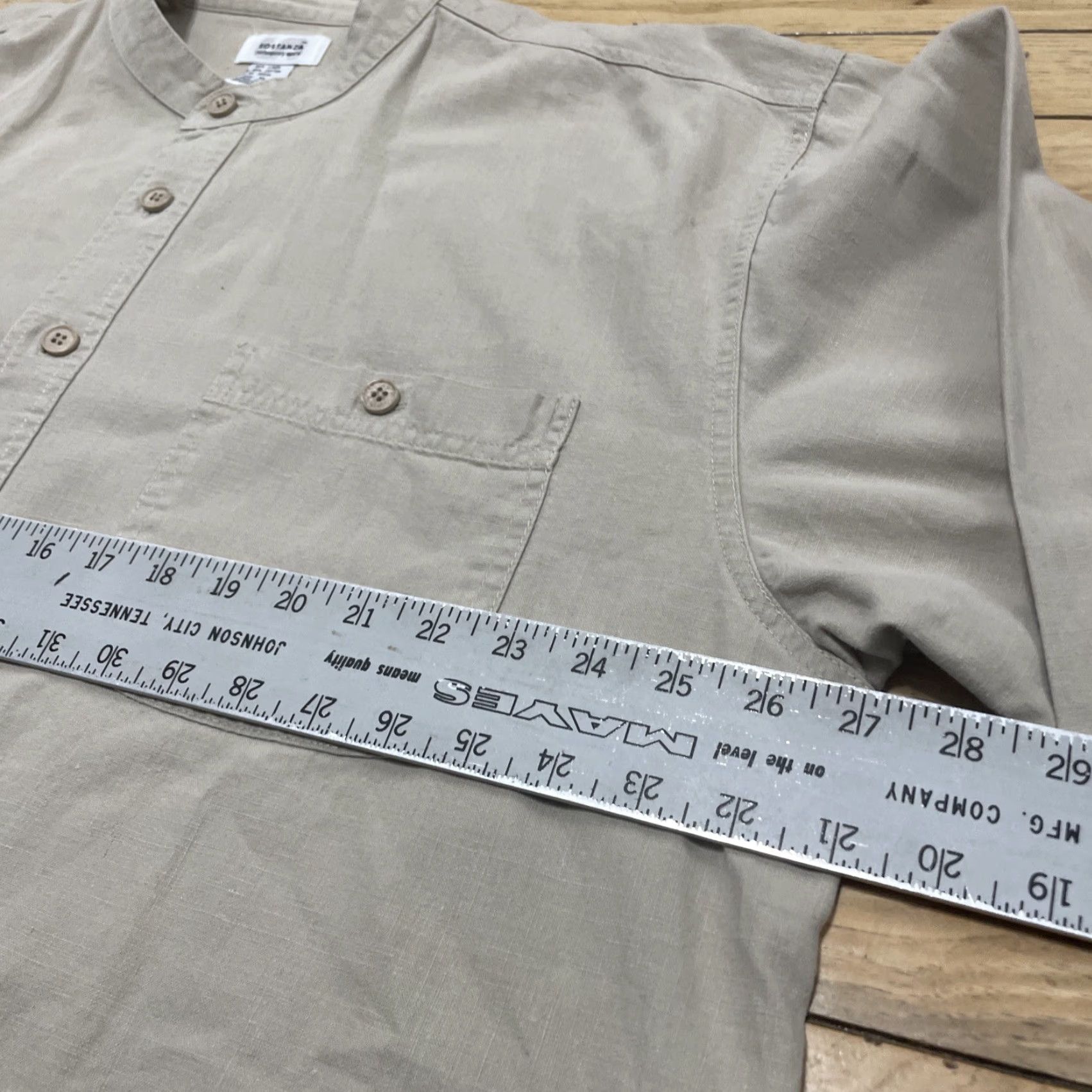 Vintage VINTAGE Sostanza Linen Shirt Men XL Beige No Collar Long Sleeve 90s Size US XL / EU 56 / 4 - 6 Thumbnail