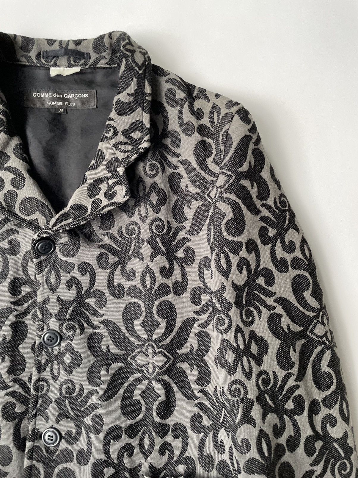 Comme des Garcons A/W 13 Gray Floral Jacquard Overcoat Size US M / EU 48-50 / 2 - 6 Thumbnail