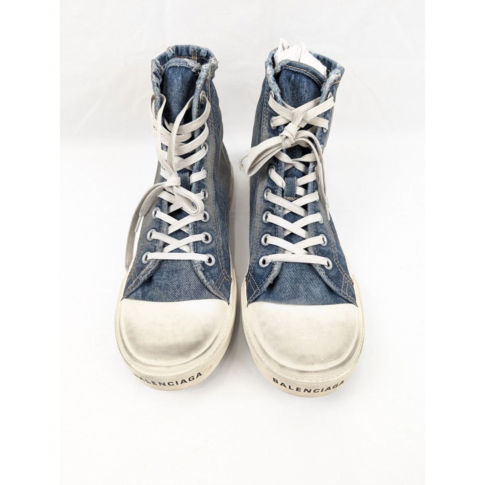 Balenciaga o1rshd1 90'S Paris High-Top Sneakers in Denim Blue Size US 8 / EU 41 - 14 Thumbnail
