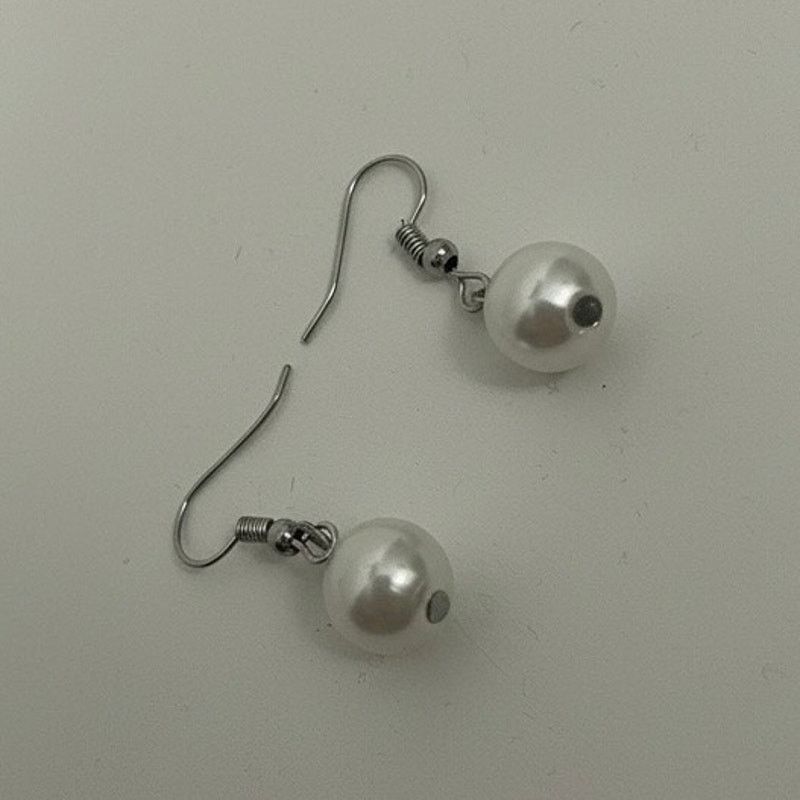 Vintage Vintage Silver Faux Pearl Earrings Size ONE SIZE - 2 Thumbnail