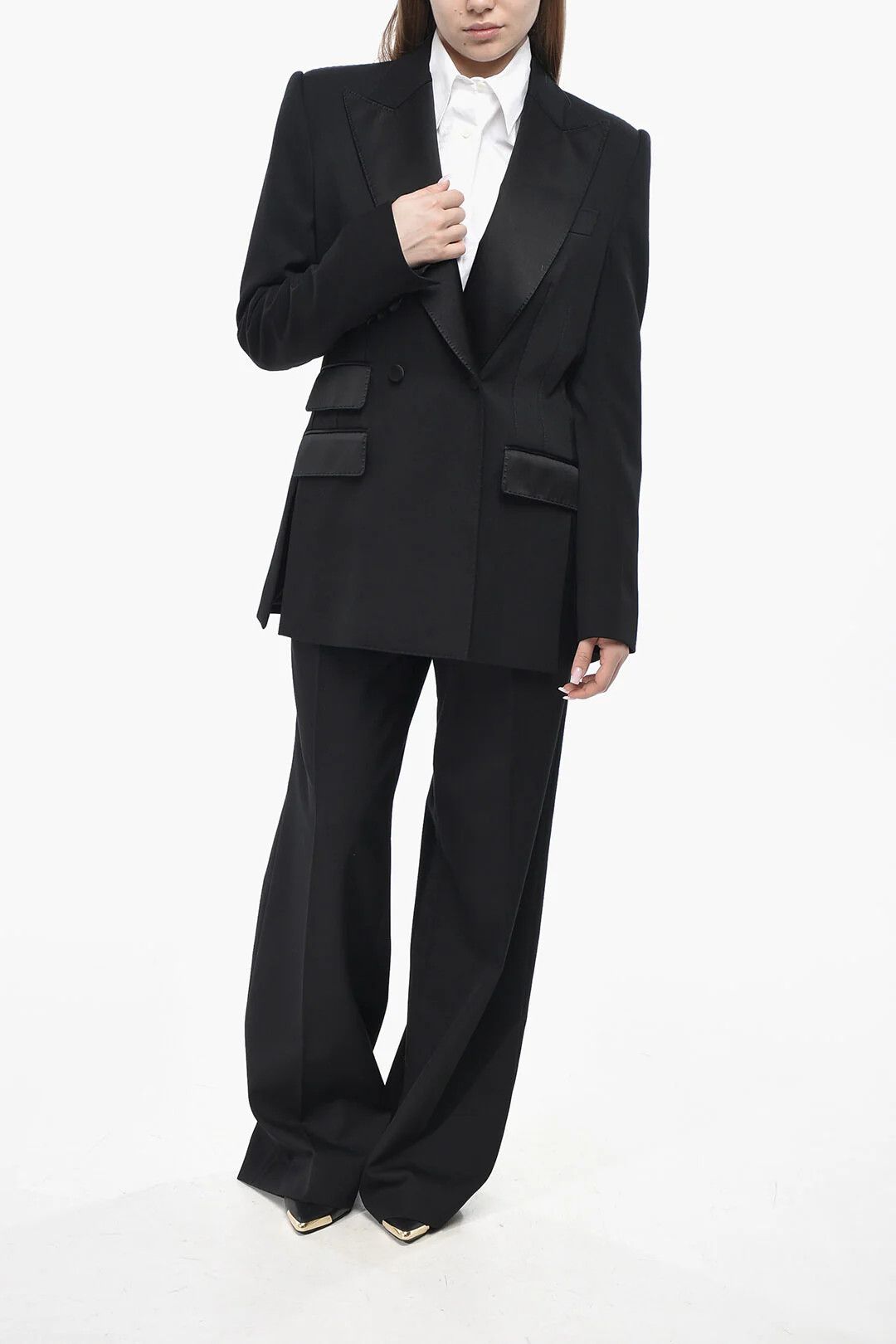 Dolce & Gabbana og1mm0426 Wool-Blend Double-Breasted Blazer in Black Size M / US 6-8 / IT 42-44 - 4 Thumbnail
