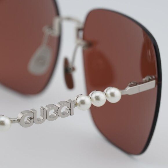 Gucci Gucci GG1923SA 002 Sunglasses Silver with Pearl Square Frame Size ONE SIZE - 6 Thumbnail