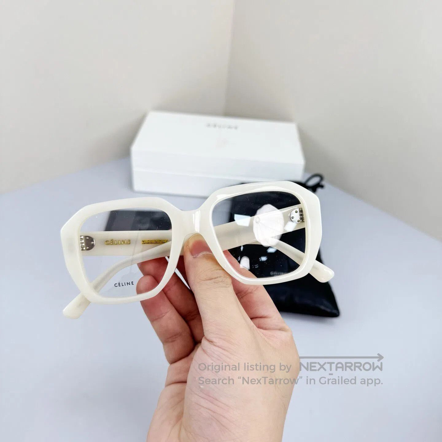Celine CELINE White Gold Foil Letter Non-Prescription Glasses| Size ONE SIZE - 4 Thumbnail