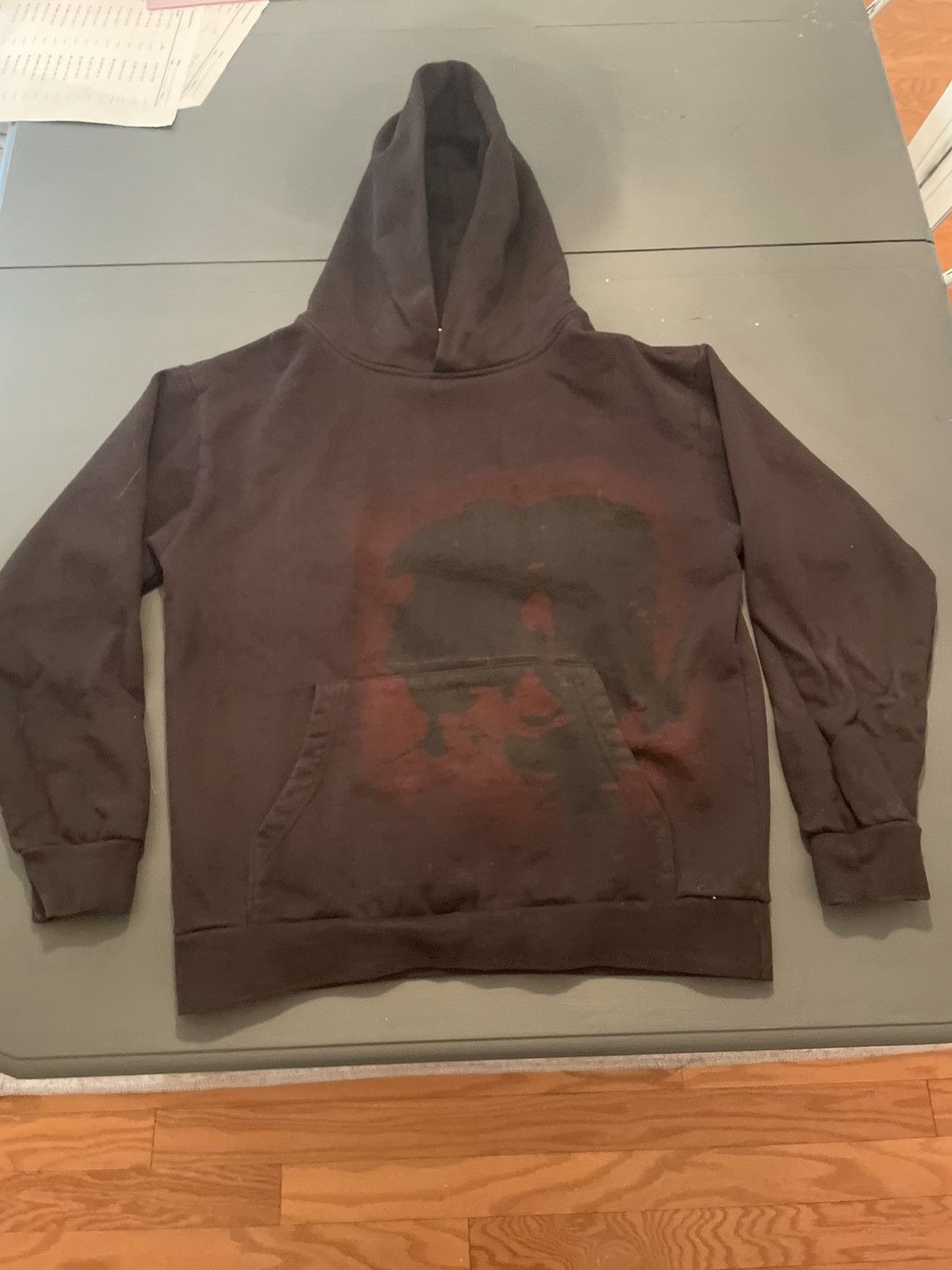 image of Trippie Redd Mansion Blur Hoodie in Black/Red, Men's (Size Large)