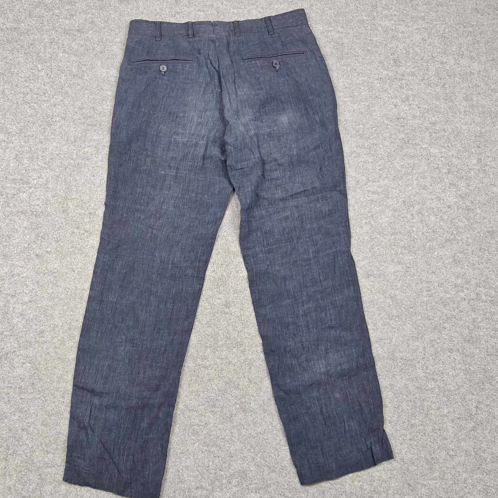 Vintage Emile Lafaurie Pants Mens 30x27 Blue Linen Dress Straight Leg Lightweight Dress Pants Blue Linen Pants Mens 30 27 Slim? Size US 30 / EU 46 - 6 Thumbnail