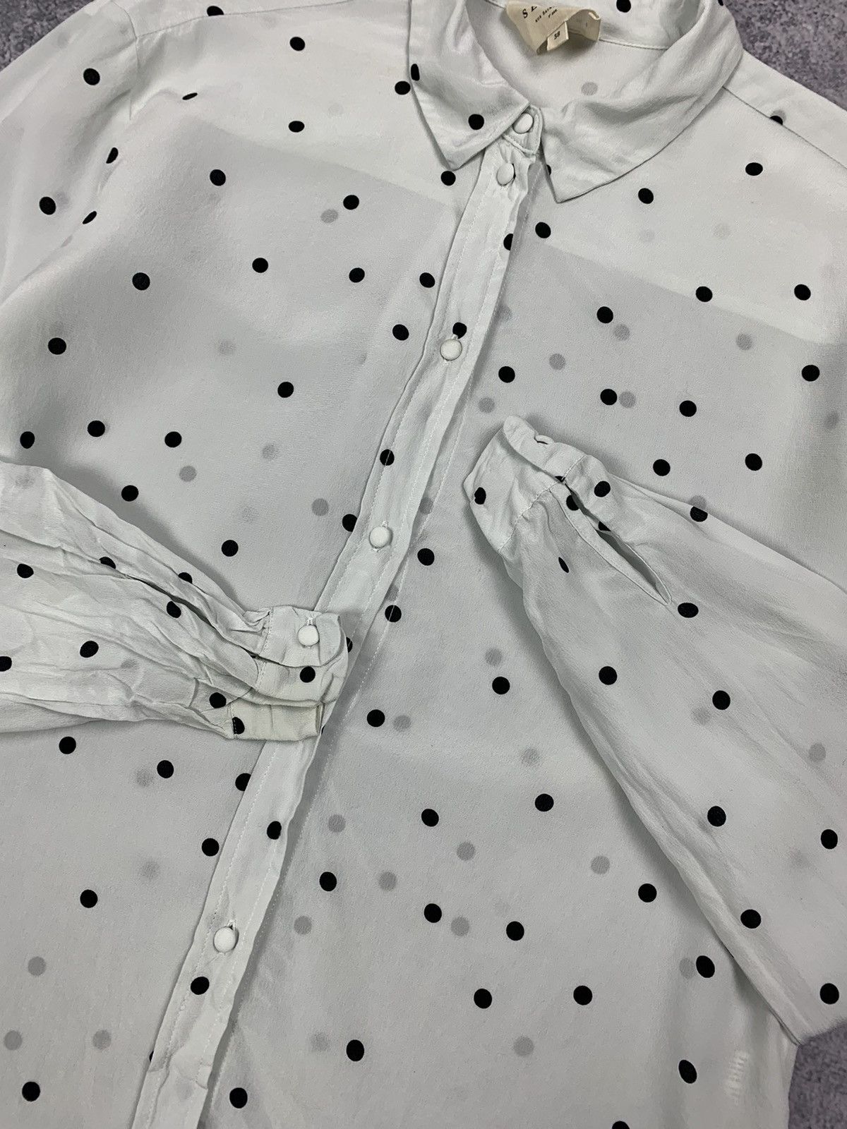 Sezane Sesane Polka Dot Silk Ladies Blouse Shirt Button-Up White Size S / US 4 / IT 40 - 3 Thumbnail