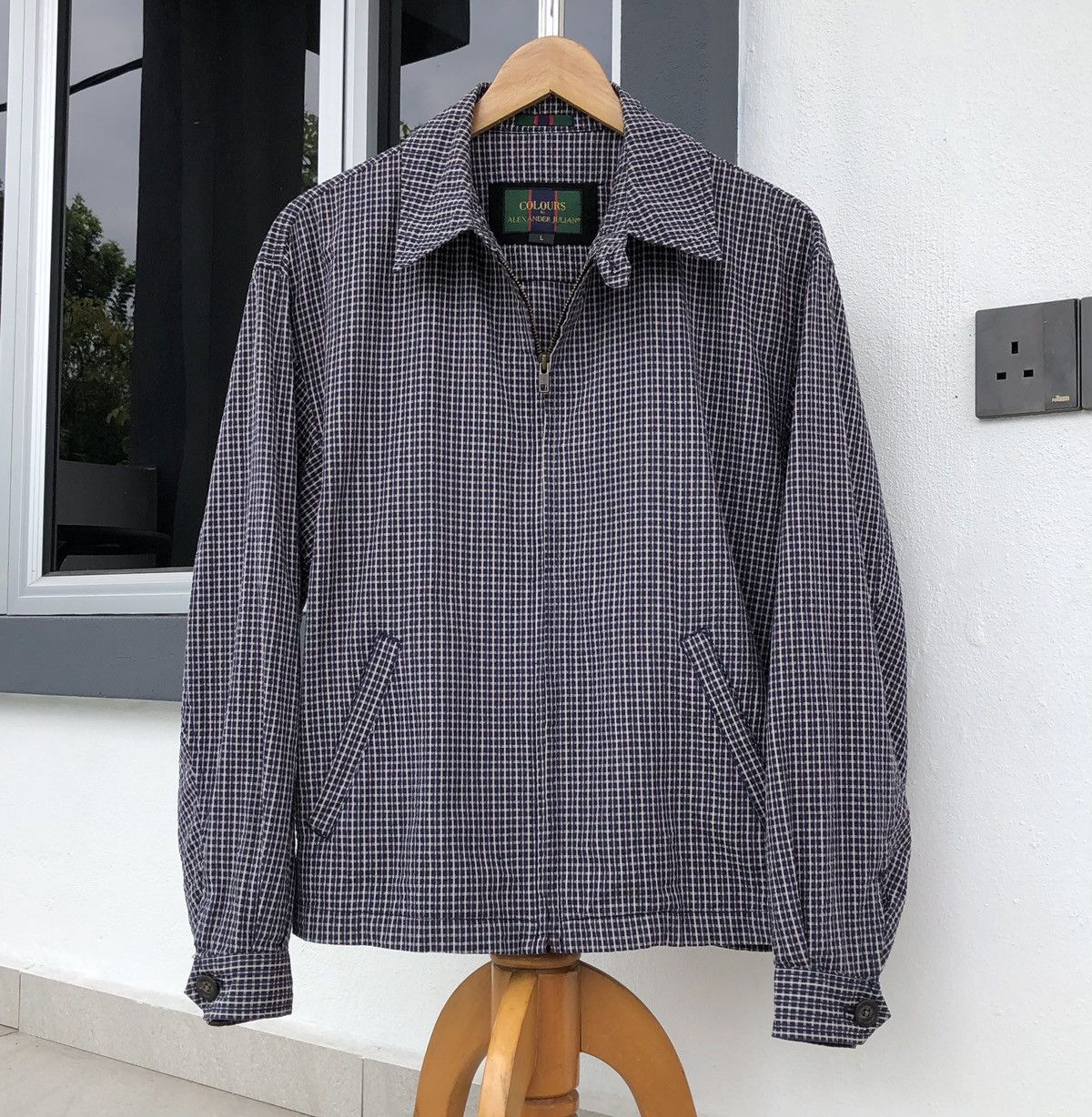 Colours by Alexander Julian Checkered Cotton Bomber Jacket
