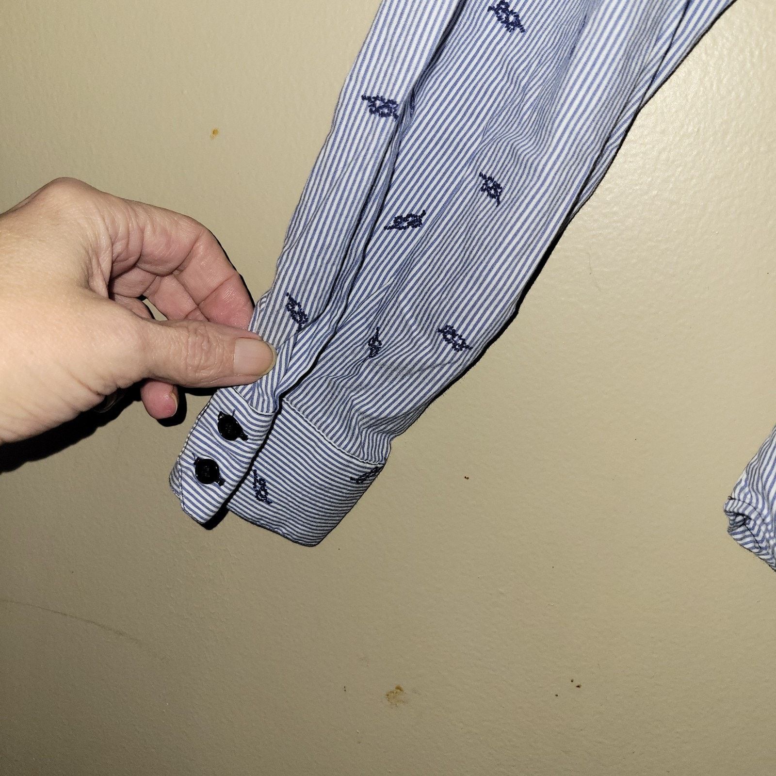 Zara ZARA Basic M Blue White Pinstriped Cotton Blend Shirt Boat Size M / US 6-8 / IT 42-44 - 3 Thumbnail