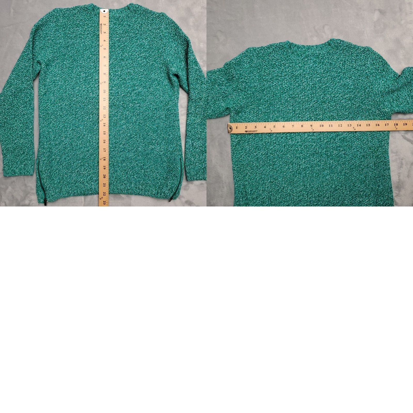 Talbots VINTAGE Talbots Sweater Womens PS Green Merino Wool Blend Cable Knit Side Zip Pullover Crew Neck Long Sleeve Solid 90s Womens Size S / US 4 / IT 40 - 8 Thumbnail