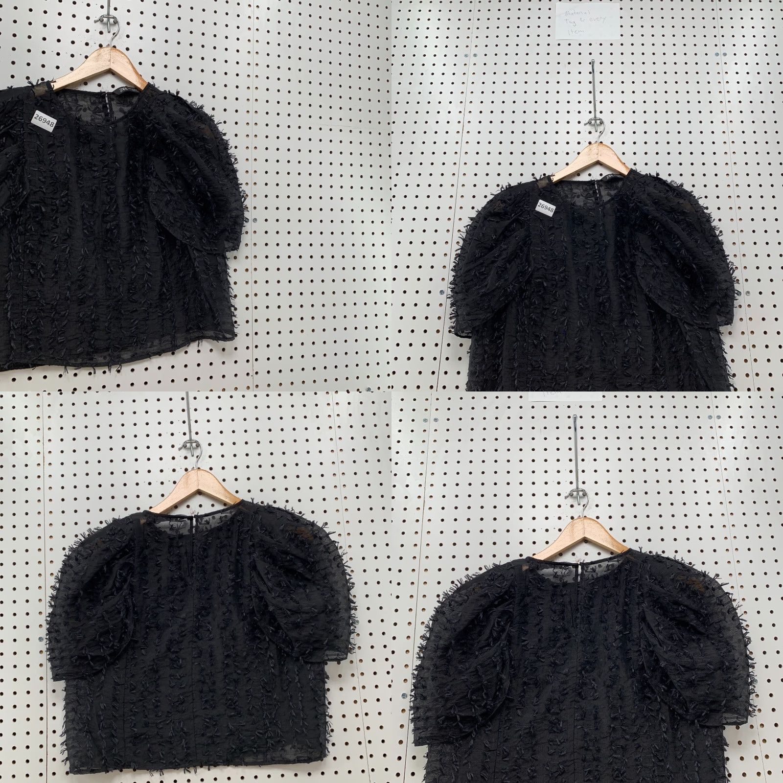 Zara Zara Top Ruffle Feathered Sheer Fluff Short Sleeve XS 20x19 Womens Size XS / US 0-2 / IT 36-38 - 8 Thumbnail