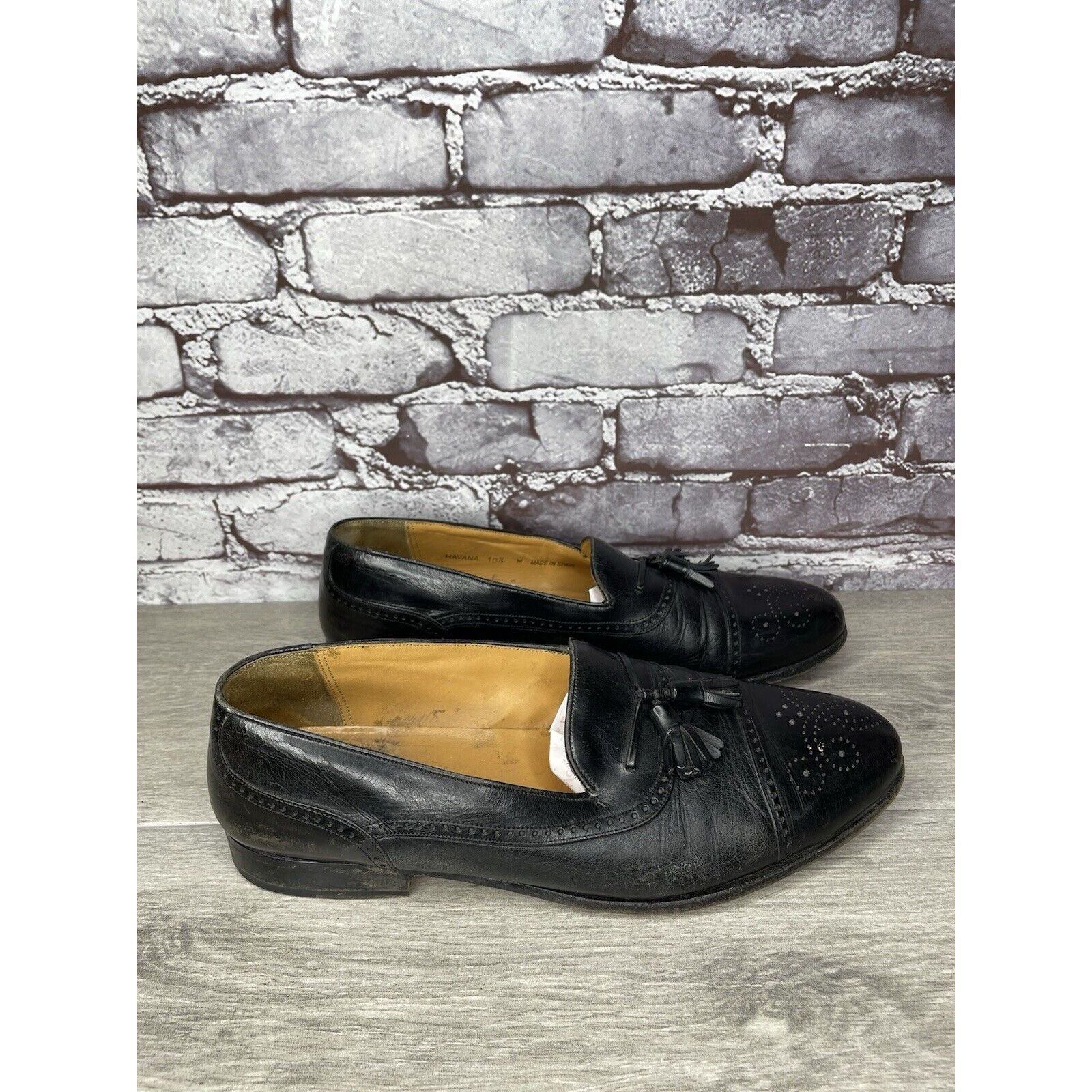 Mezlan MEZLAN HAVANA Black Leather Wingtip Tassel Loafers Shoes Men Size US 10.5 / EU 43-44 - 7 Thumbnail