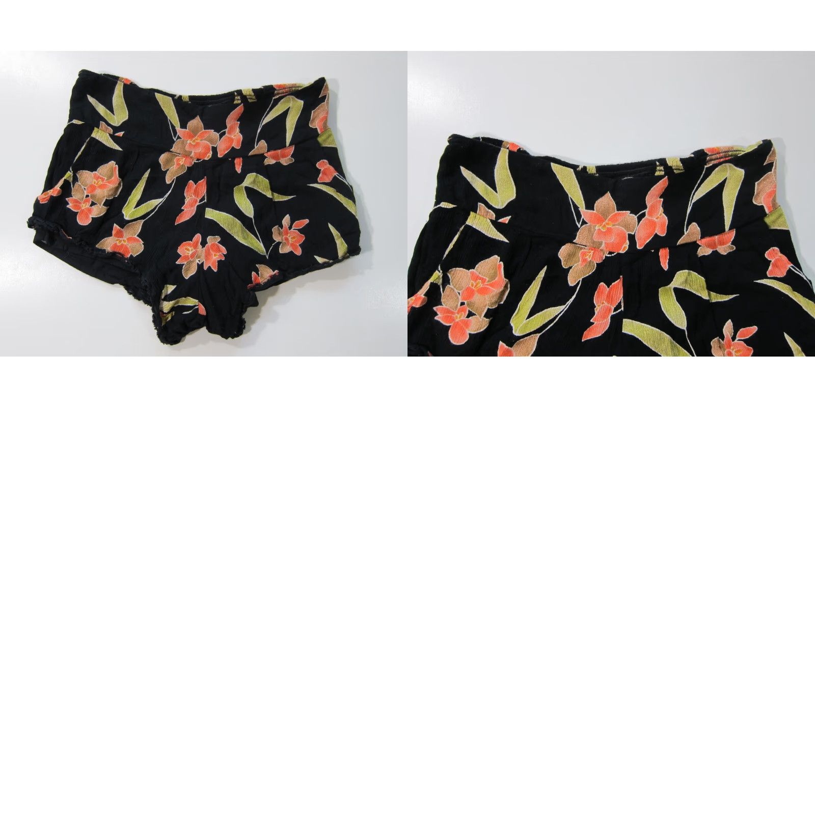 Volcom Volcom Booty Shorts Women XS 100% Rayon Black Floral Pocket Inseam 3" Rise High Waist Lounge Casual Trendy Size 26" / US 2 / IT 38 - 8 Thumbnail