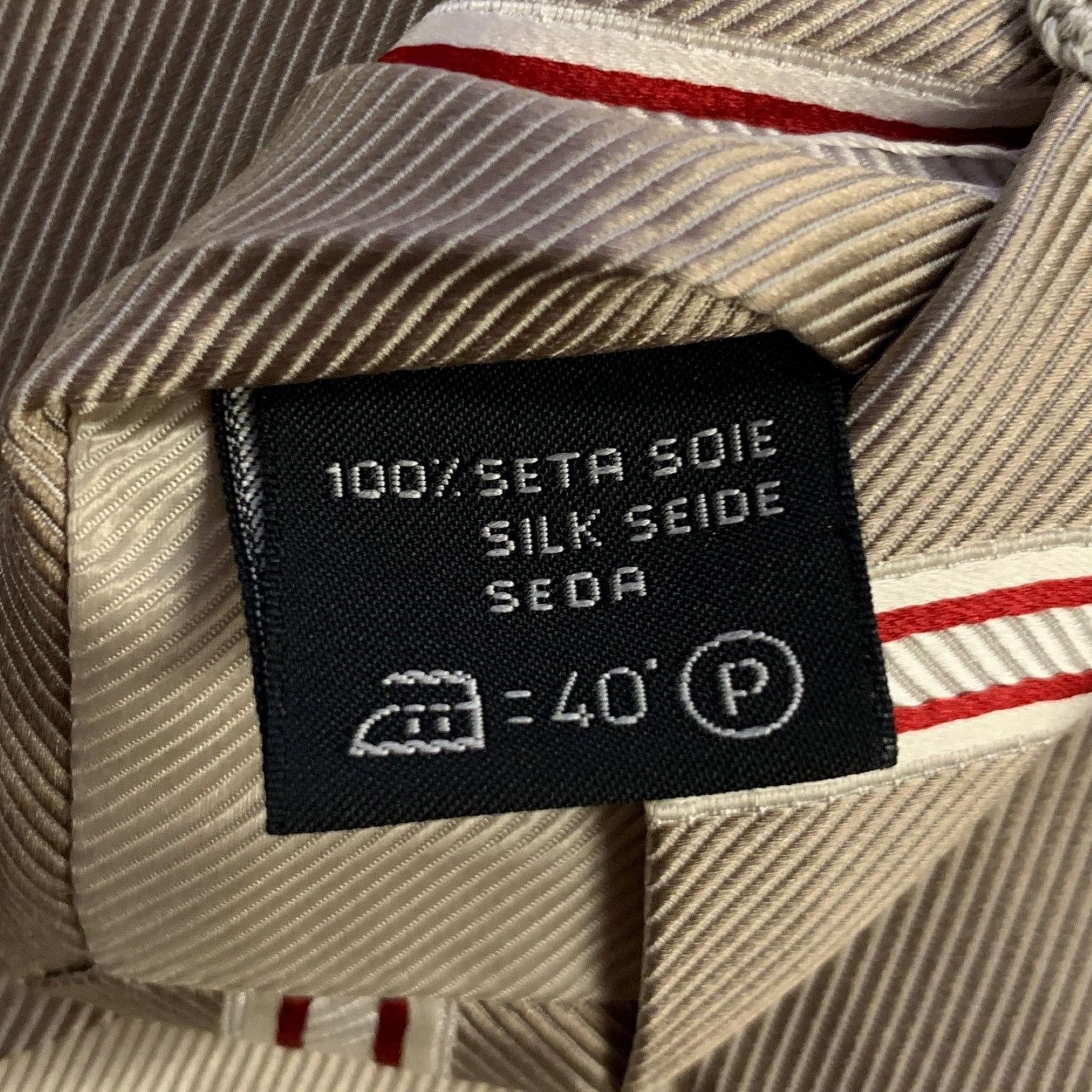 Ermenegildo Zegna ERMENEGILDO ZEGNA One Size Tan Red Diagonal Stripe Silk Tie Size ONE SIZE - 3 Thumbnail