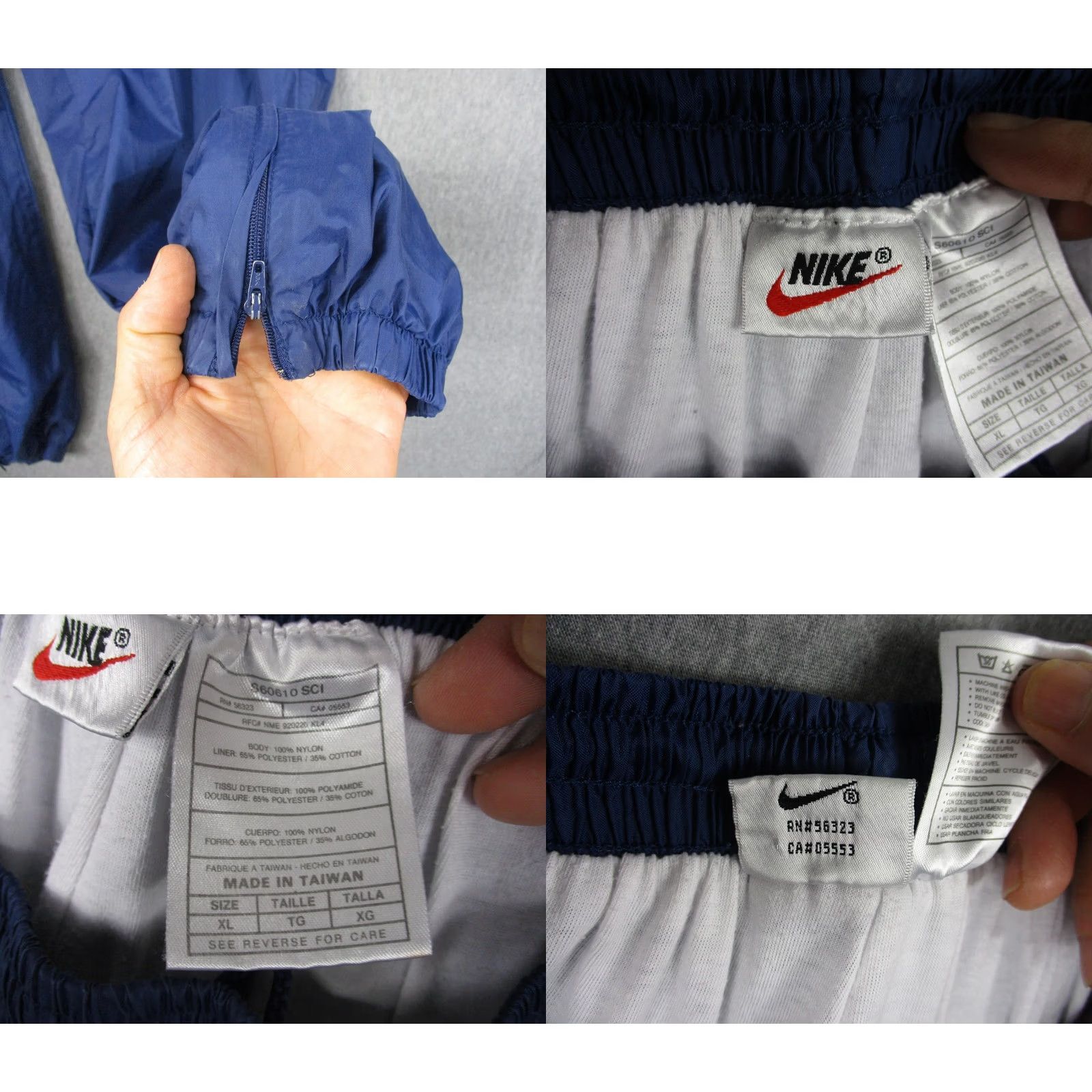 Nike Vtg Nike Track Pants Men XL Blue Nylon Lined Warm Up Swoosh Zip Hem Elastic 90s Size US 36 / EU 52 - 8 Thumbnail