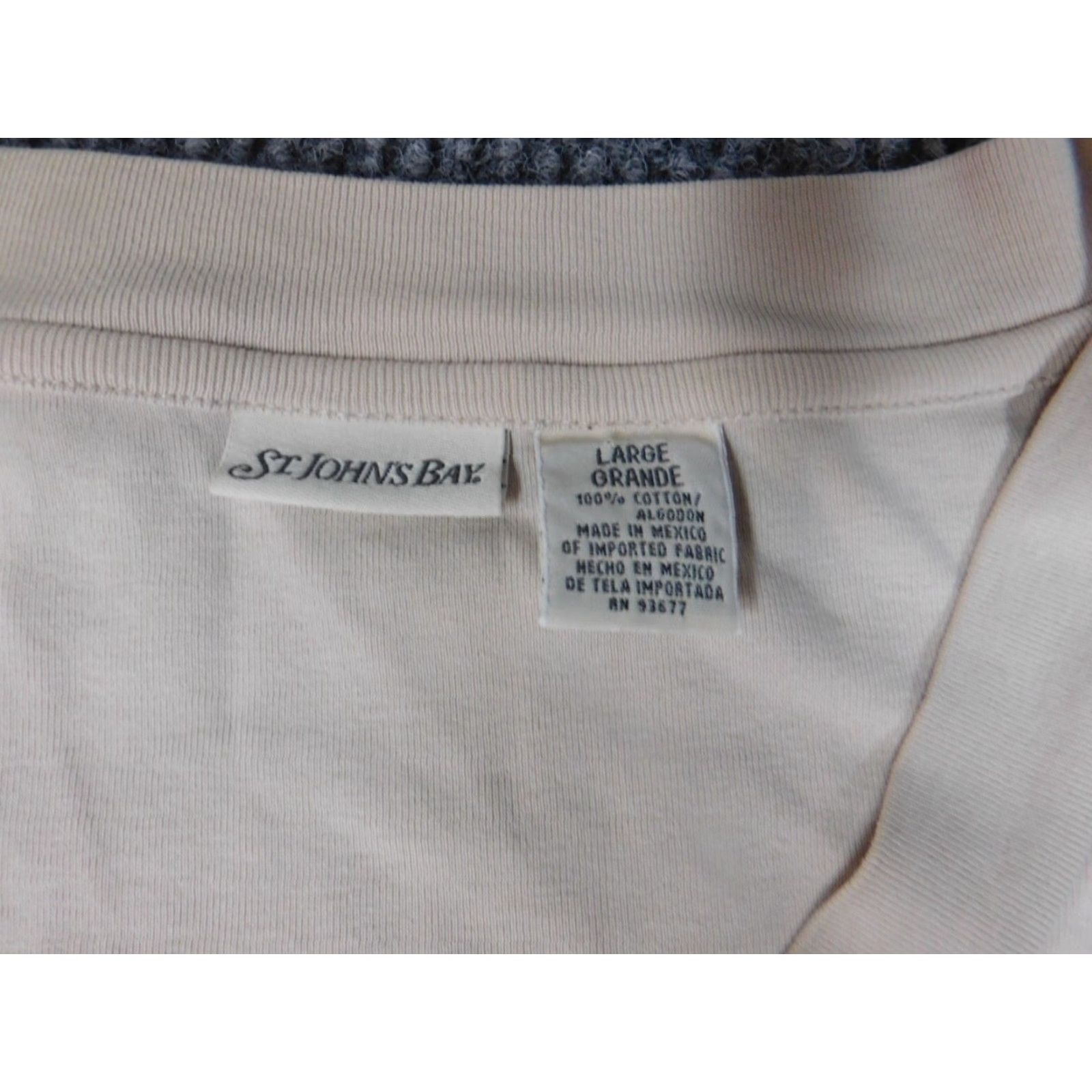 Vintage St. John's Bay Blouse Shirt Womens M Beige Pullover Short Sleeve Crew Neck Polyester Rayon Stretch Casual Button Size M / US 6-8 / IT 42-44 - 5 Thumbnail