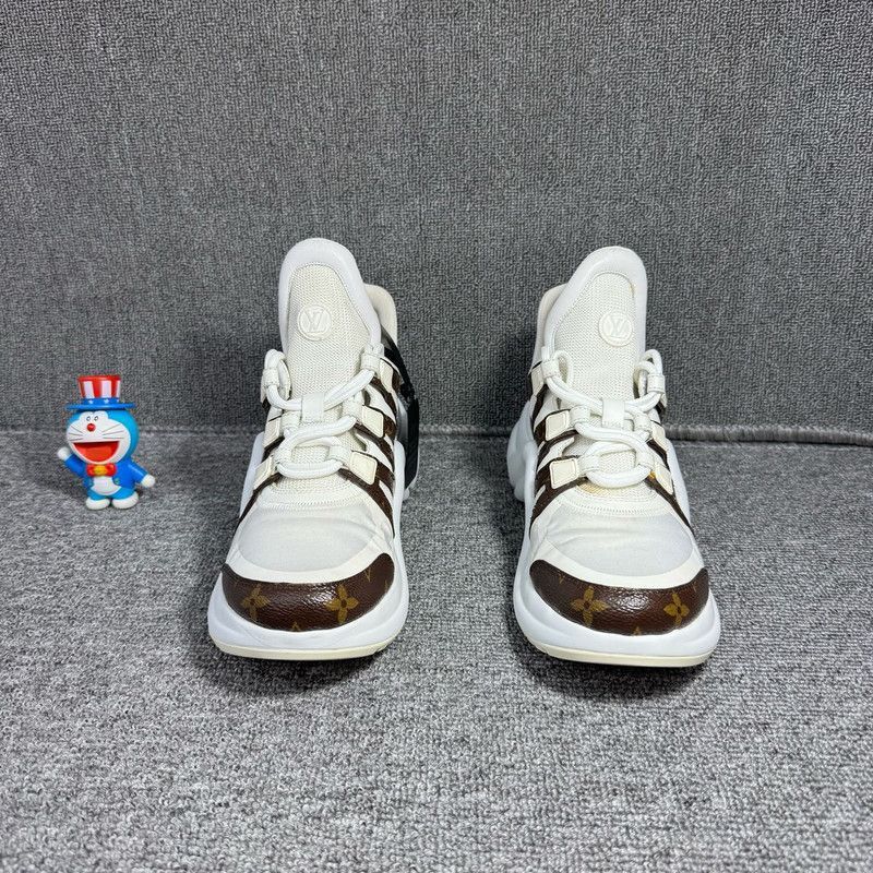 Louis Vuitton Louis Vuitton Brown and White Sports Sneakers - Size US 8.5 / IT 38.5 - 2 Thumbnail